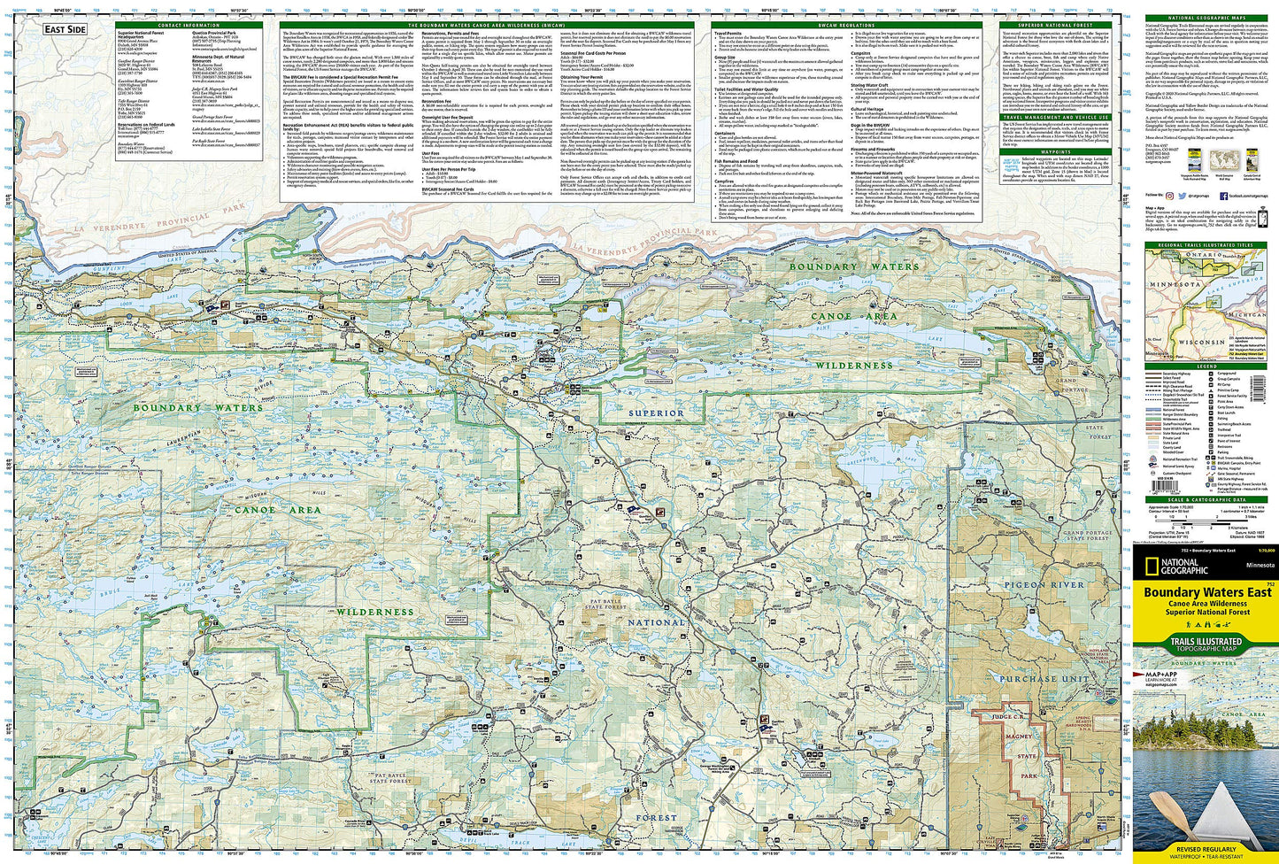 Boundary Waters East Map [Canoe Area Wilderness, Superior National Forest] (National Geographic Trails Illustrated Map, 752)