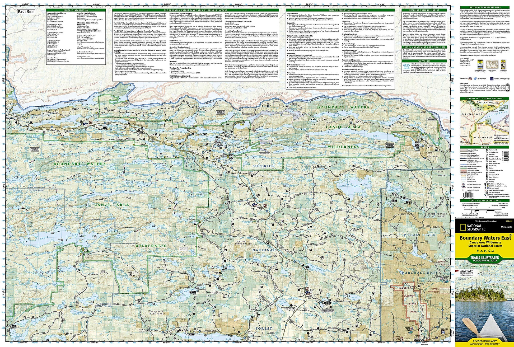 Boundary Waters East Map [Canoe Area Wilderness, Superior National Forest] (National Geographic Trails Illustrated Map, 752)