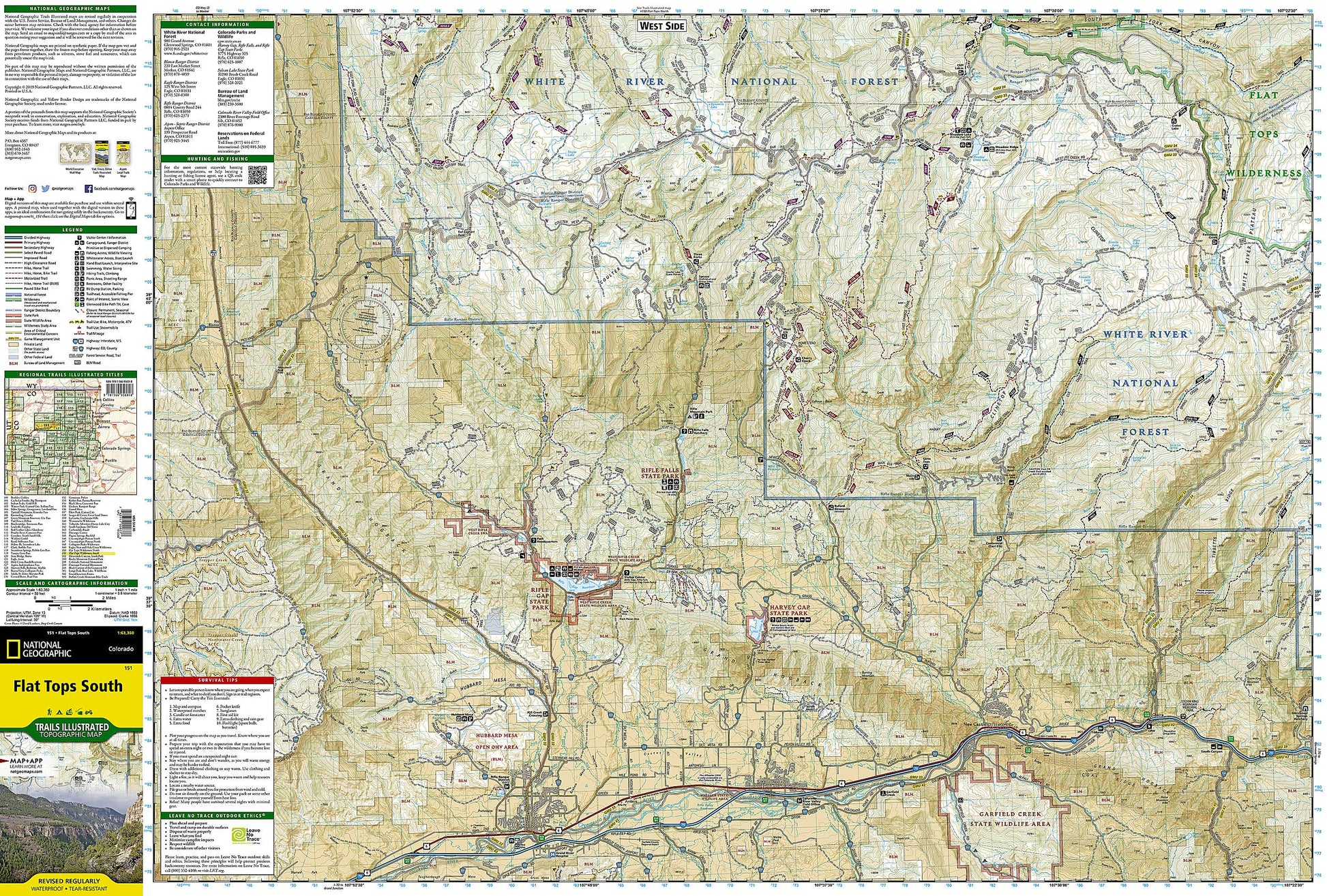 Flat Tops South Map (National Geographic Trails Illustrated Map, 151)