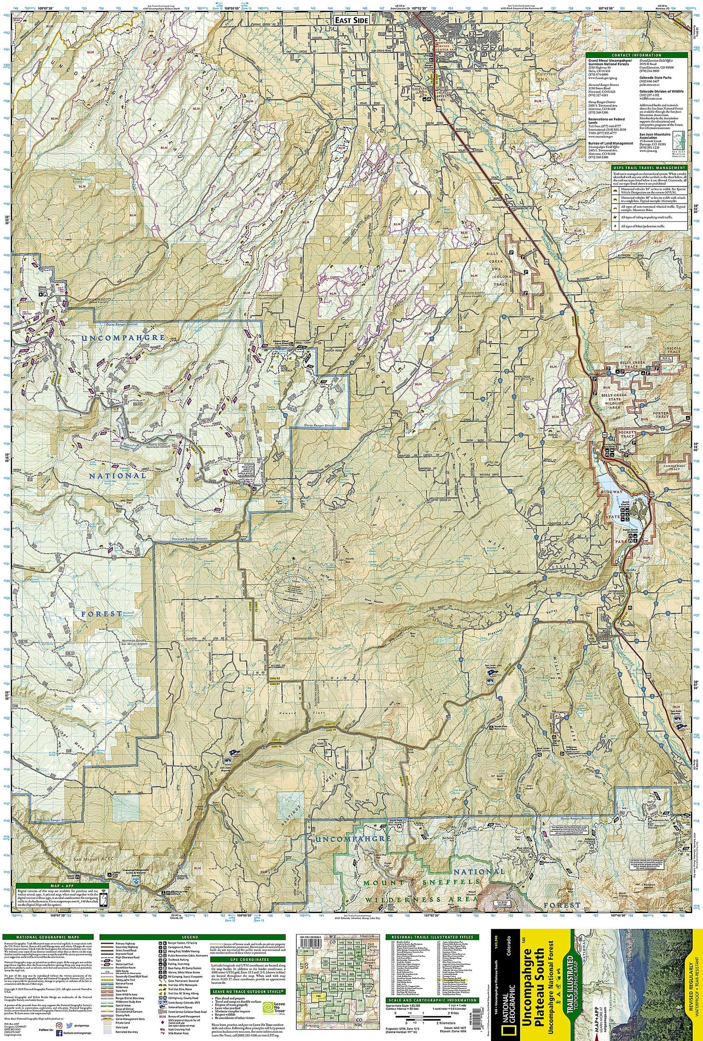 Uncompahgre Plateau South Map [Uncompahgre National Forest] (National Geographic Trails Illustrated Map, 146)