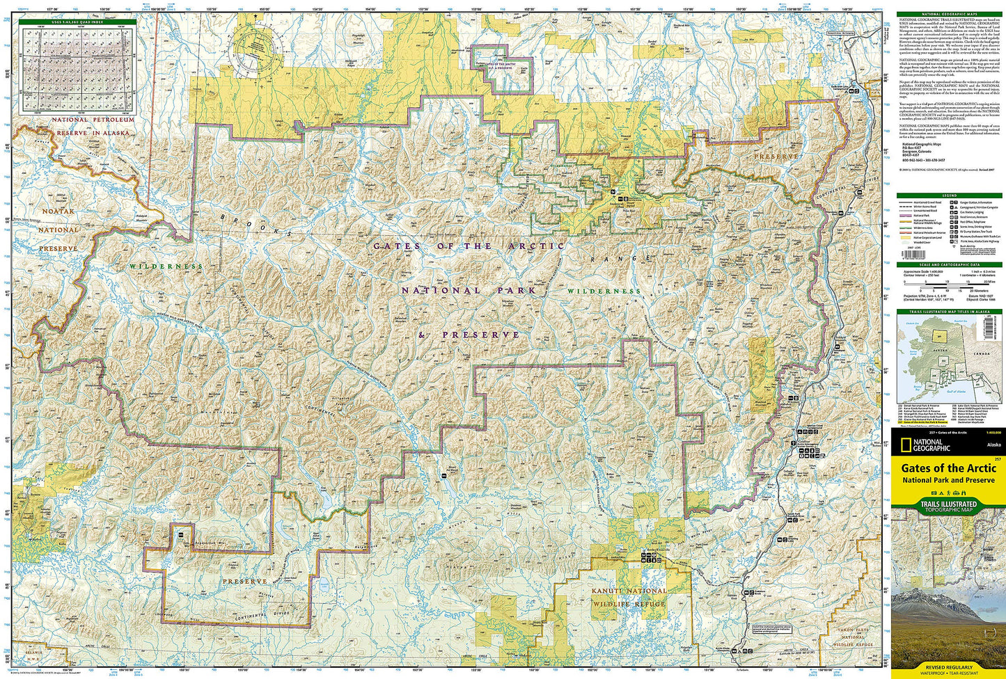 Gates of the Arctic National Park and Preserve Map (National Geographic Trails Illustrated Map, 257)