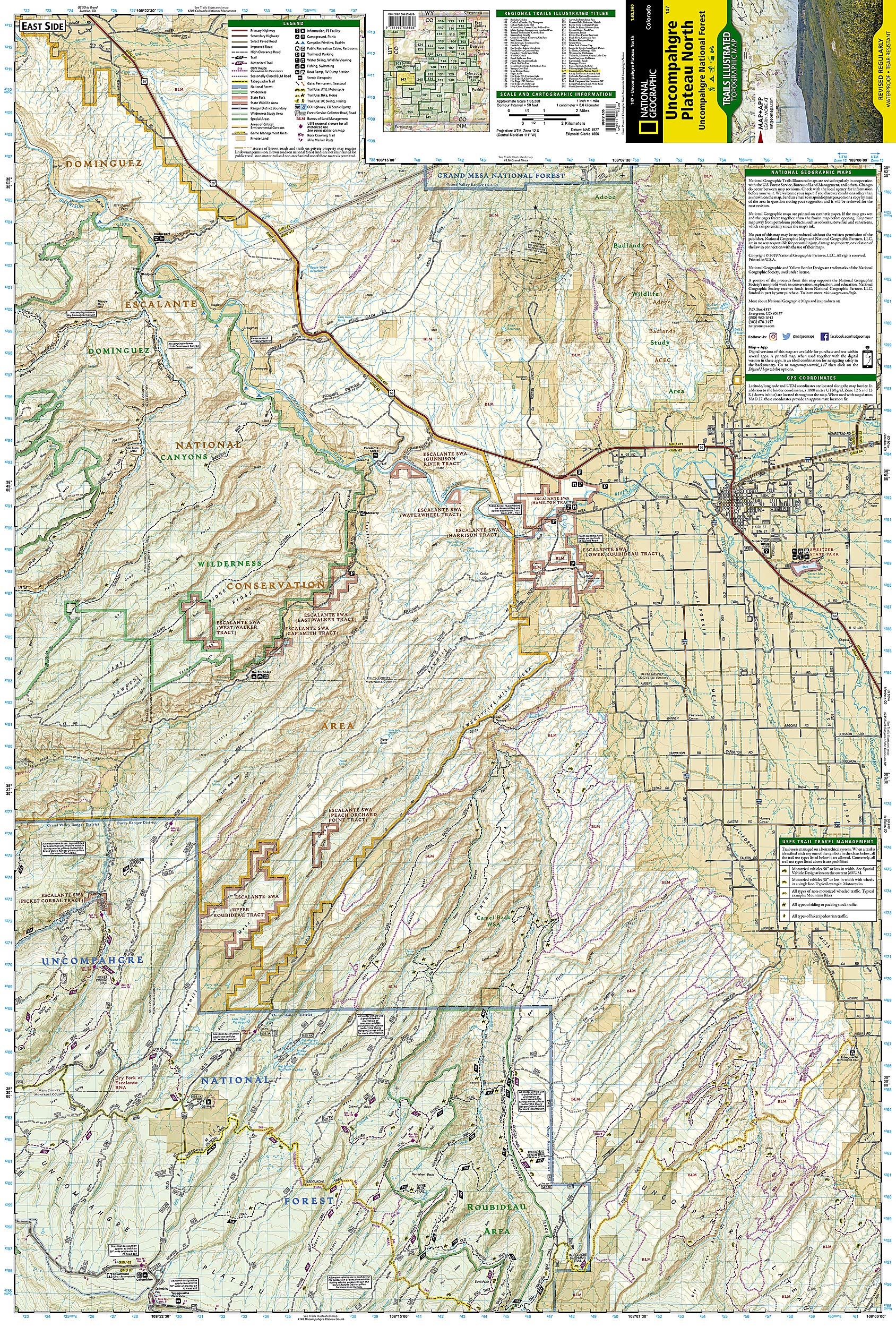 Uncompahgre Plateau North Map [Uncompahgre National Forest] (National Geographic Trails Illustrated Map, 147)