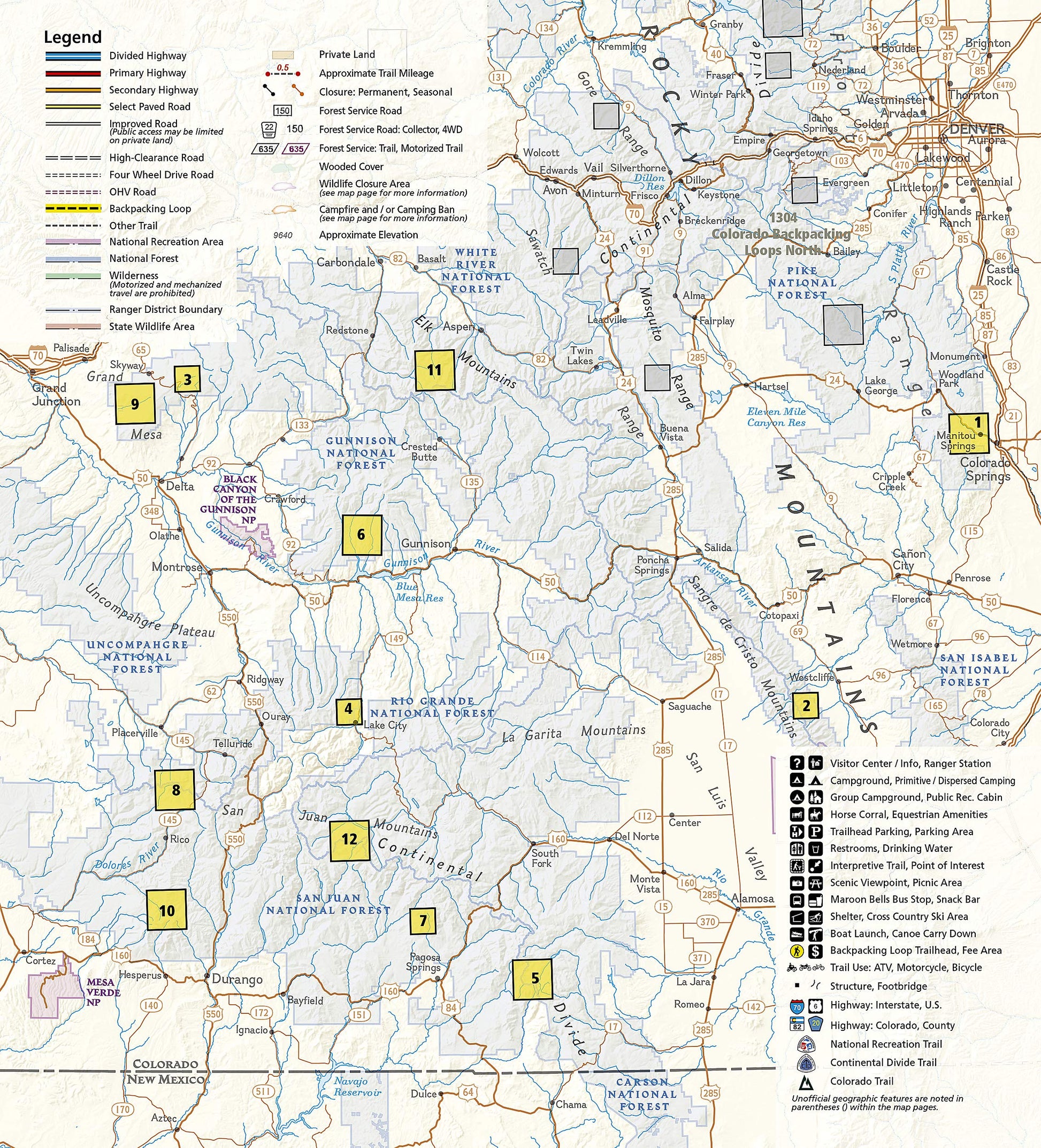 Colorado Backpack Loops South Map (National Geographic Topographic Map Guide, 1305)