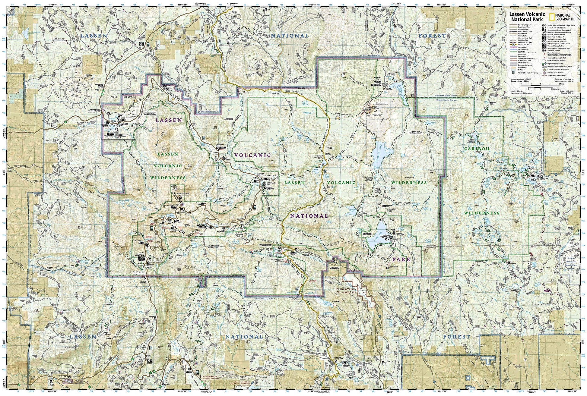 Lassen Volcanic National Park Map (National Geographic Trails Illustrated Map, 268)