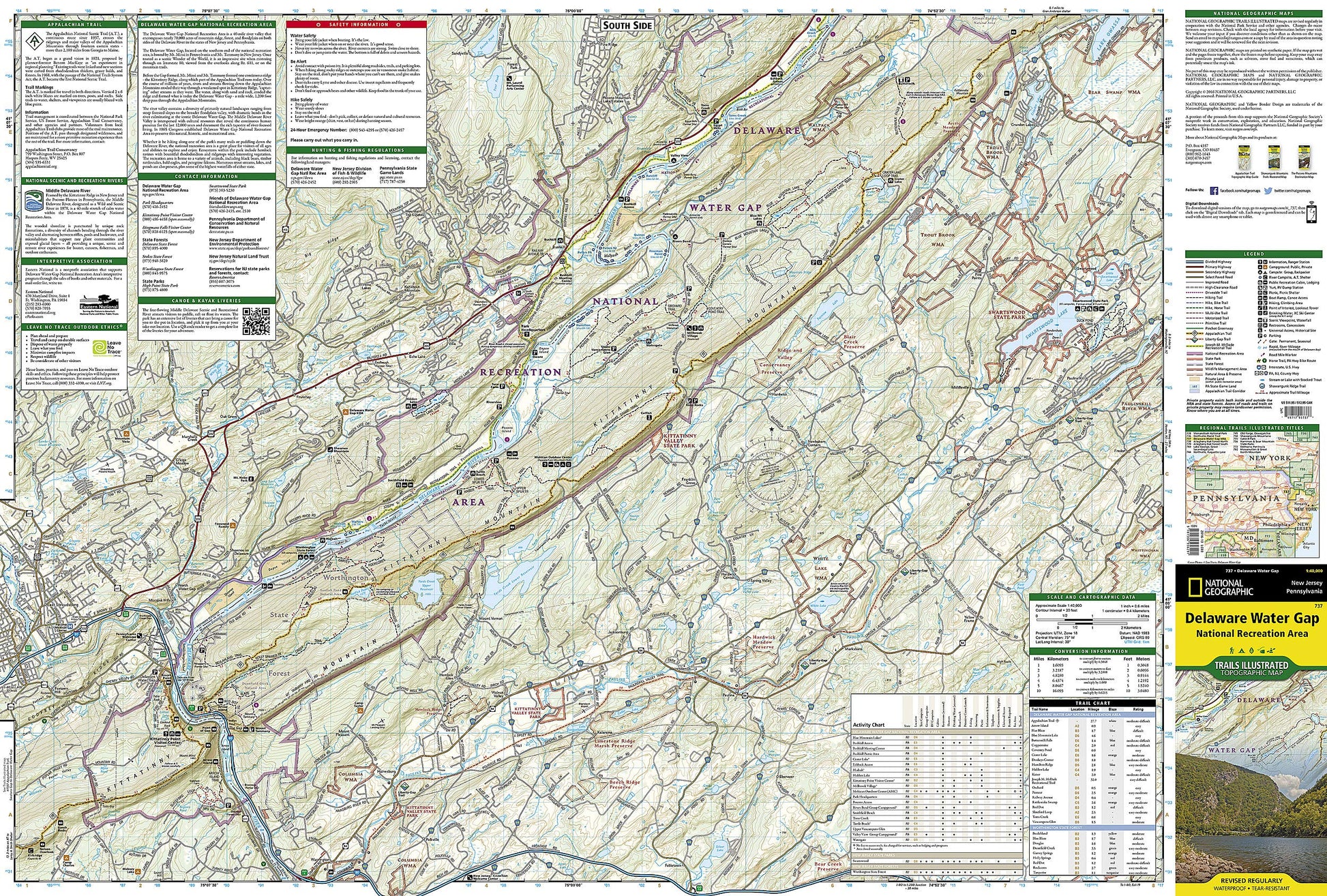 Delaware Water Gap National Recreation Area Map (National Geographic Trails Illustrated Map, 737)