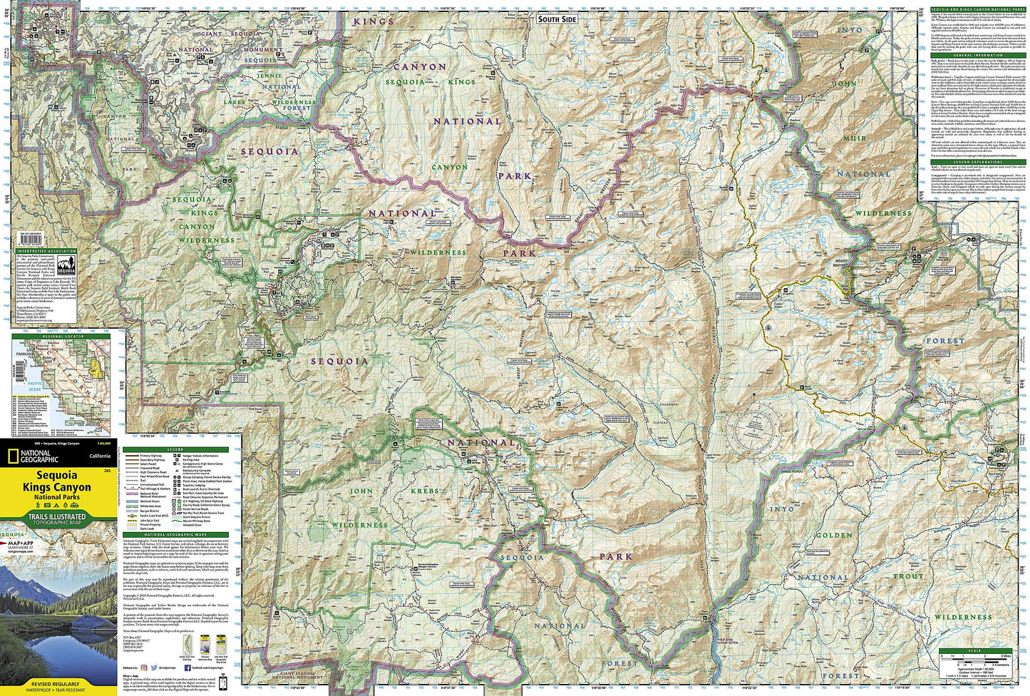Sequoia and Kings Canyon National Parks Map (National Geographic Trails Illustrated Map, 205)
