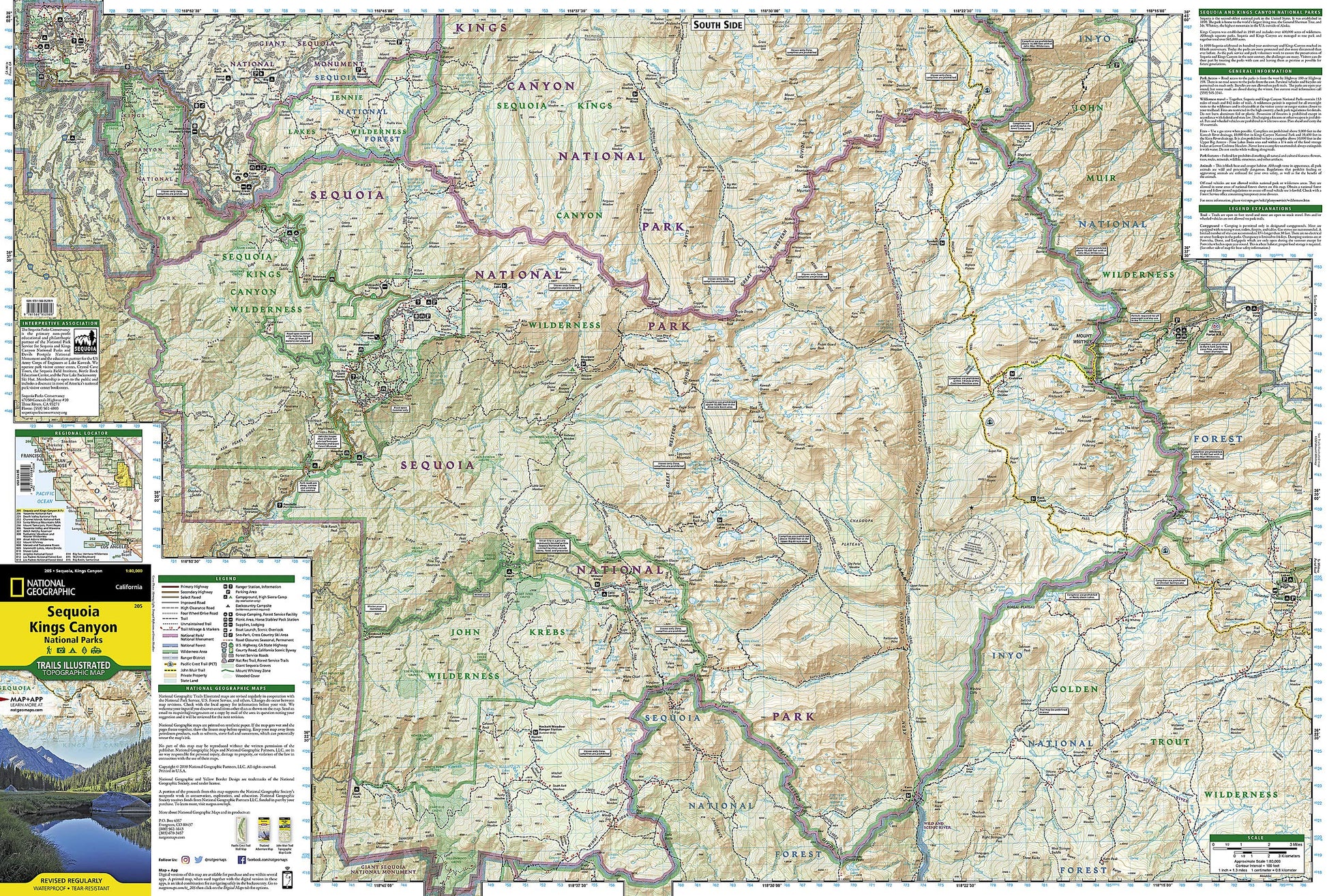 Sequoia and Kings Canyon National Parks Map (National Geographic Trails Illustrated Map, 205)