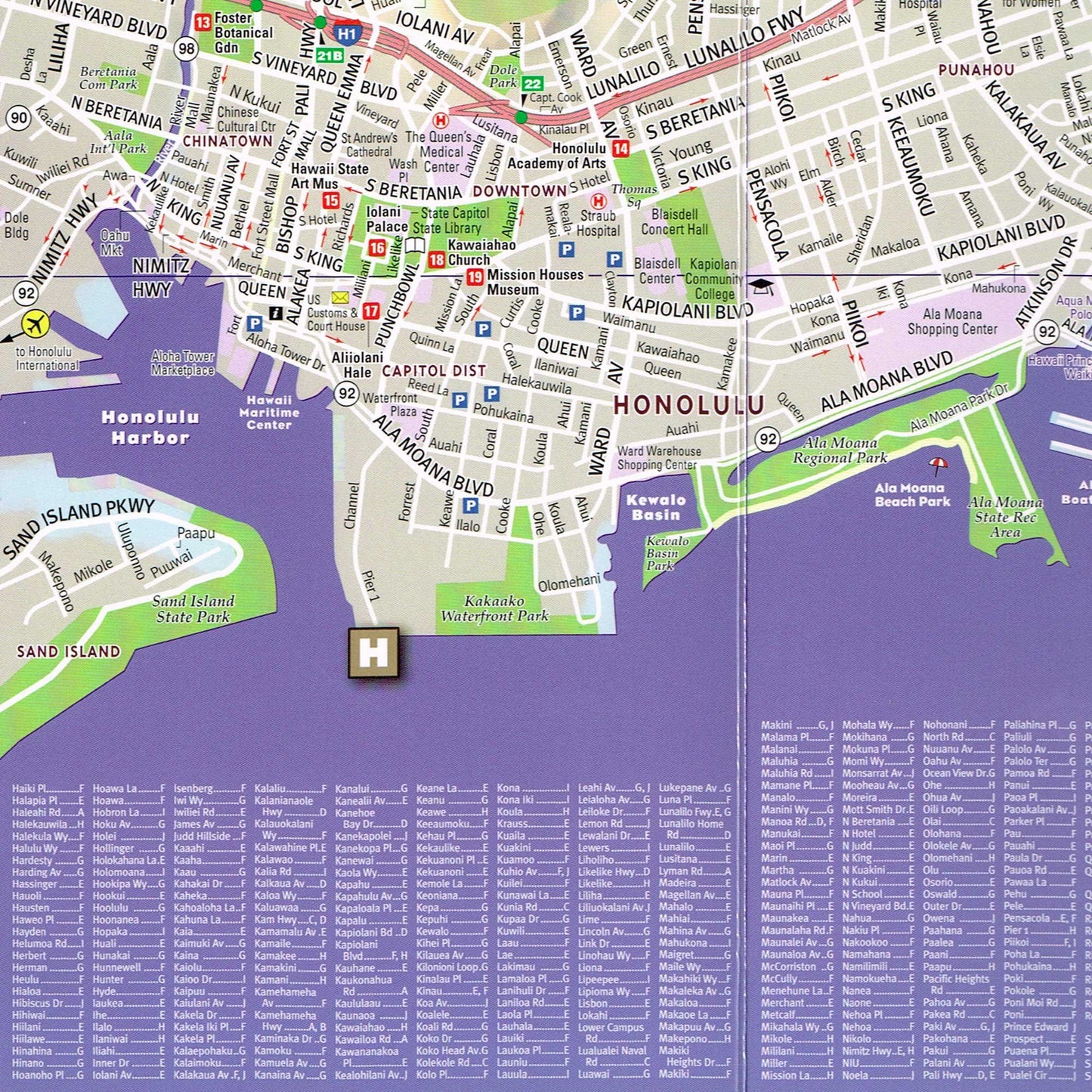 StreetSmart Hawaii Map by VanDam - Laminated pocket size City Street Map to Honolulu & the Hawaiian Islands including Oahu, The Big Island, Maui, Molokai & Lanai complete with all attractions, sights, museums, hotels and shopping