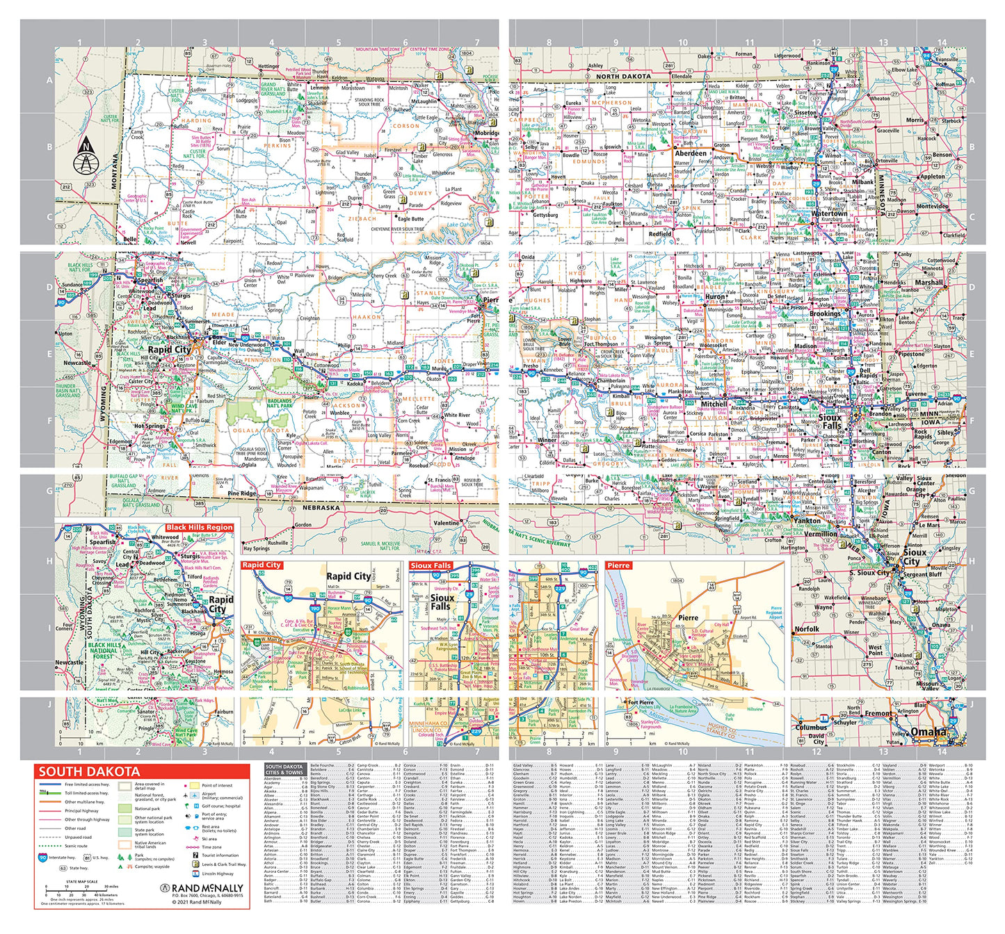 Rand McNally Easy to Fold: North Dakota, South Dakota Laminated Map