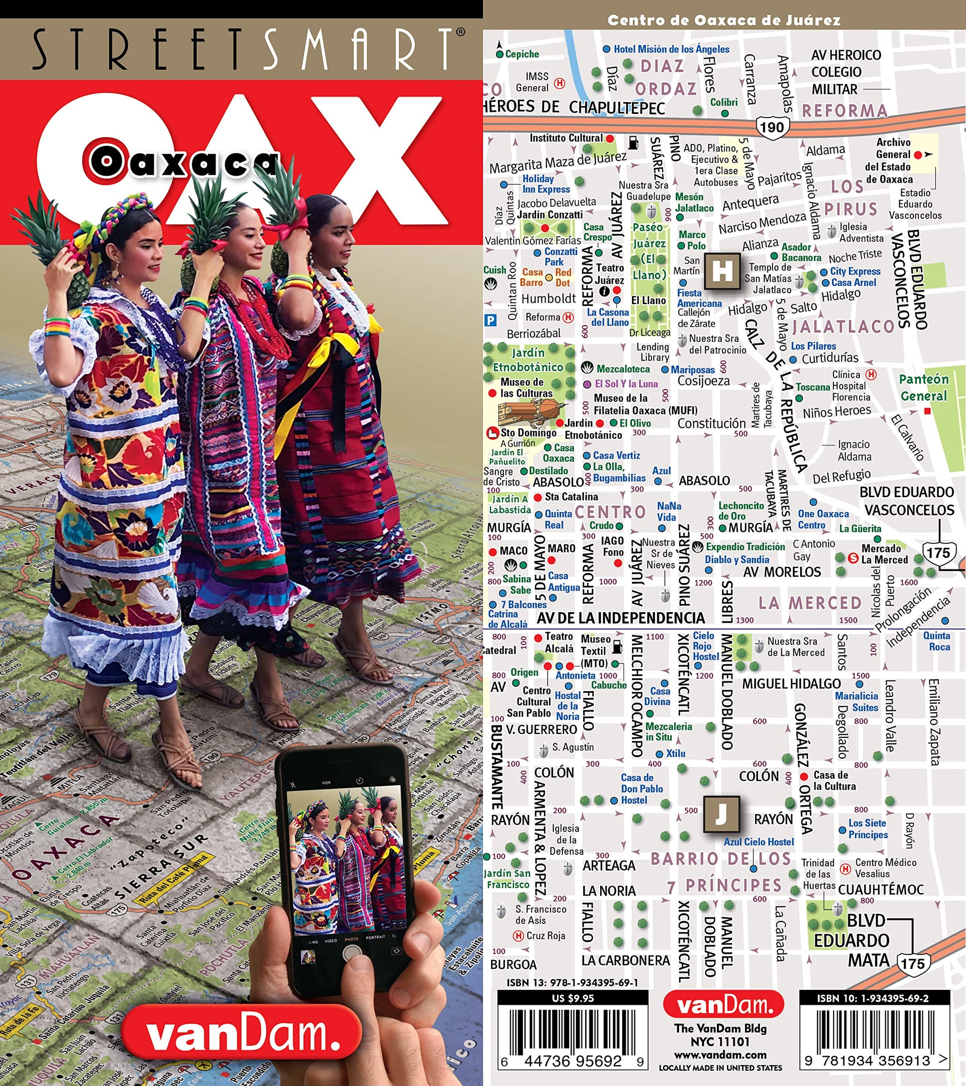 StreetSmart Oaxaca Map by VanDam -- Laminated State, Region and City Map to Oaxaca, Mexico with all attractions, sights, museums, mezcalerias, hotels, ... 2024 Edition (English and Spanish Edition)