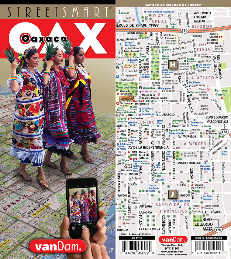 StreetSmart Oaxaca Map by VanDam -- Laminated State, Region and City Map to Oaxaca, Mexico with all attractions, sights, museums, mezcalerias, hotels, ... 2024 Edition (English and Spanish Edition)