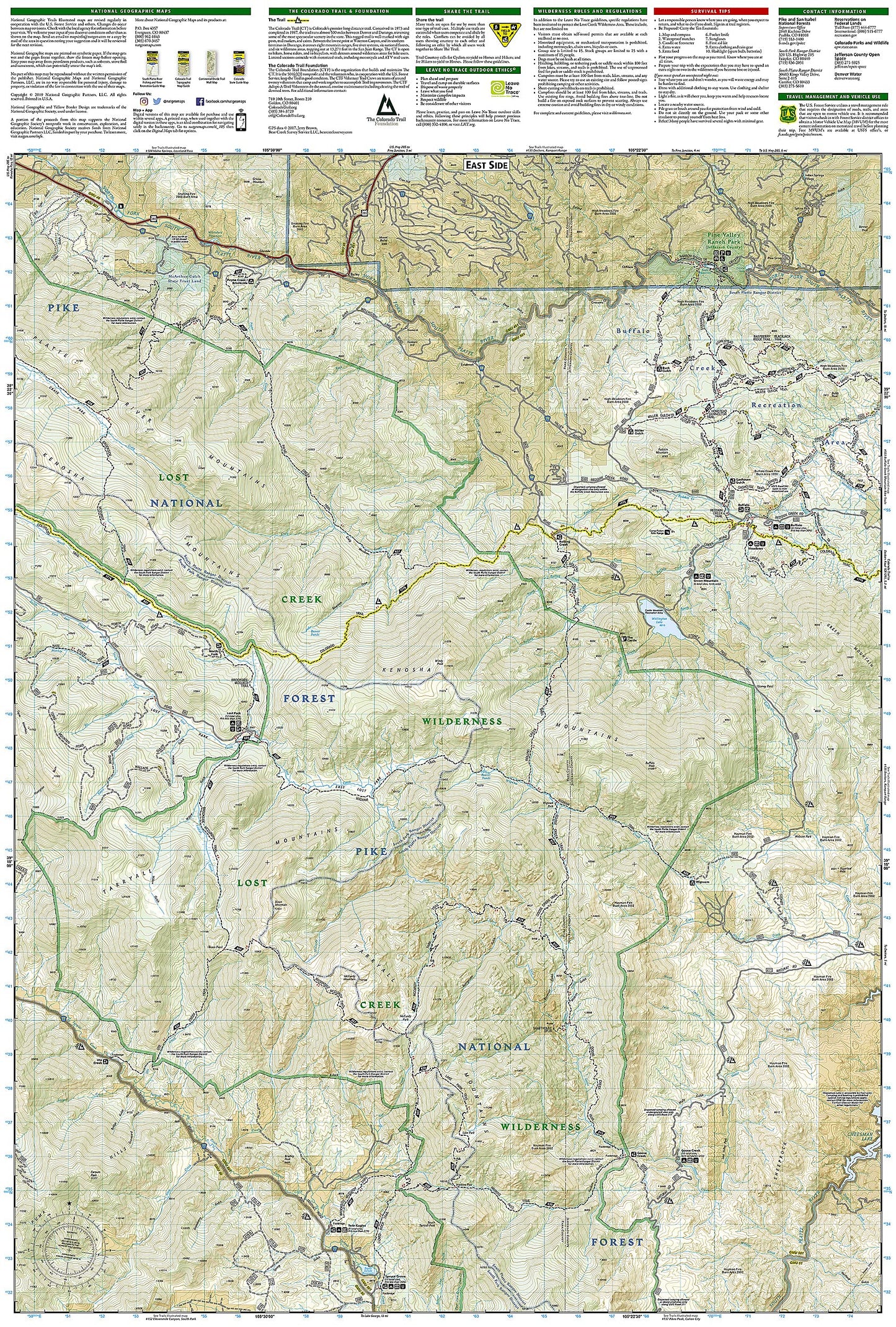 Tarryall Mountains, Kenosha Pass Map (National Geographic Trails Illustrated Map, 105)