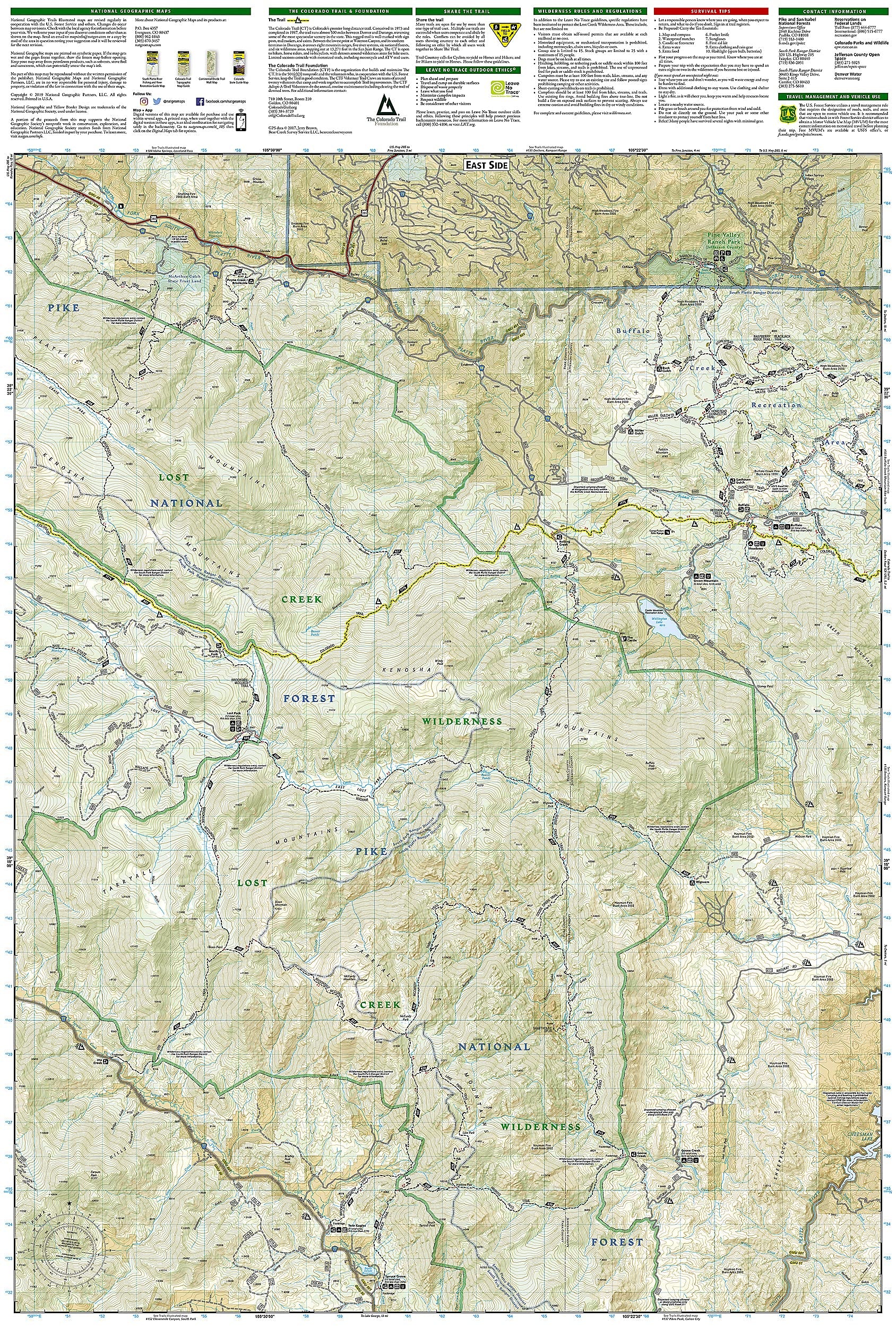Tarryall Mountains, Kenosha Pass Map (National Geographic Trails Illustrated Map, 105)