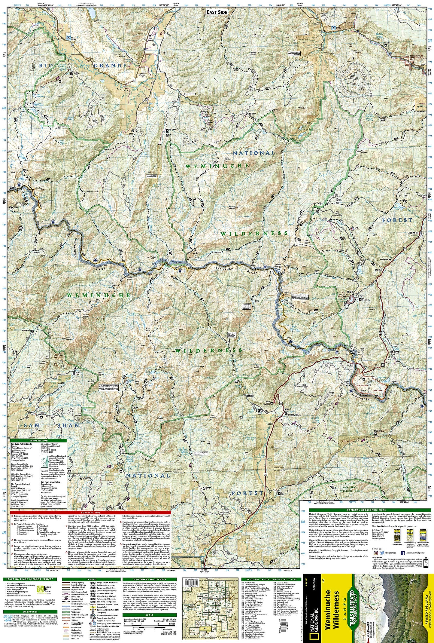 Weminuche Wilderness Map (National Geographic Trails Illustrated Map, 140)
