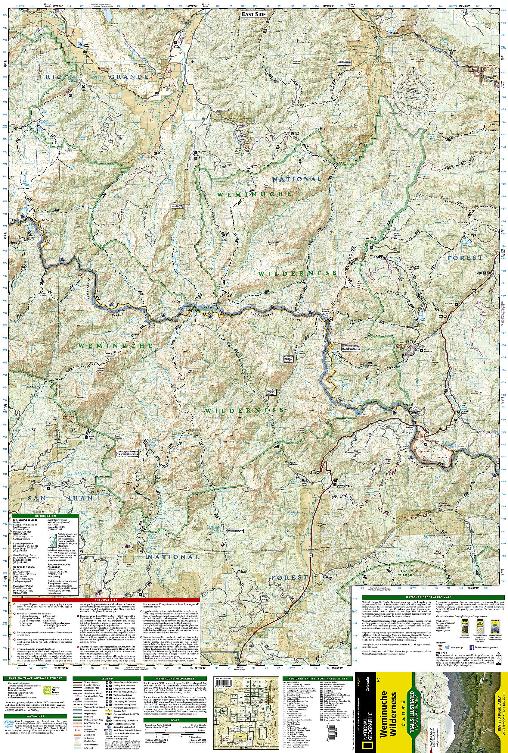 Weminuche Wilderness Map (National Geographic Trails Illustrated Map, 140)
