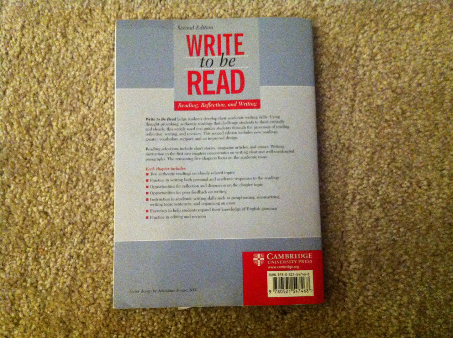 Write to be Read Student's Book: Reading, Reflection, and Writing (Cambridge Academic Writing Collection)