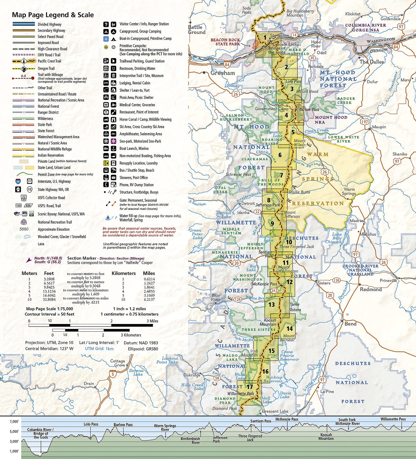 Pacific Crest Trail: Oregon North Map [Cascade Locks to Willamette Pass] (National Geographic Topographic Map Guide, 1004)