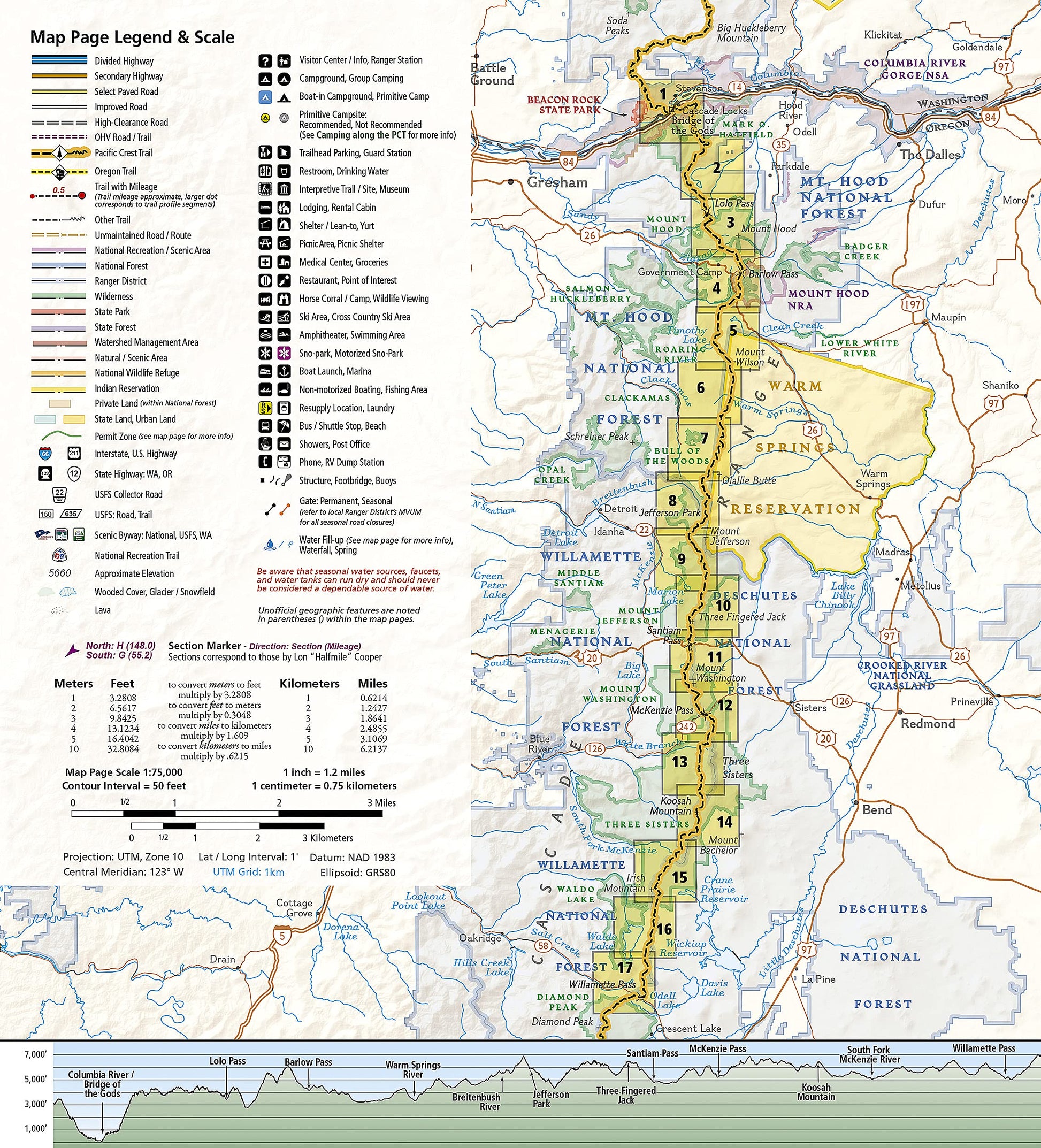 Pacific Crest Trail: Oregon North Map [Cascade Locks to Willamette Pass] (National Geographic Topographic Map Guide, 1004)