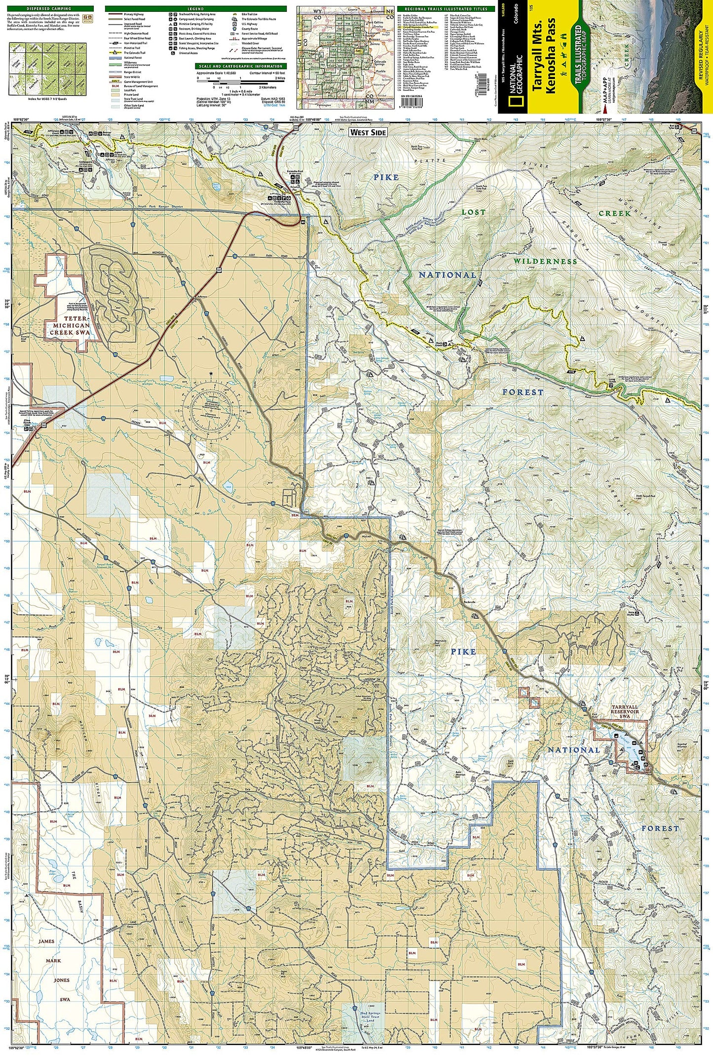 Tarryall Mountains, Kenosha Pass Map (National Geographic Trails Illustrated Map, 105)