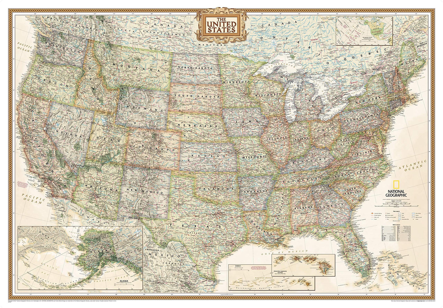 National Geographic United States Wall Map - Executive (Enlarged: 69.25 x 48 in) (National Geographic Reference Map)
