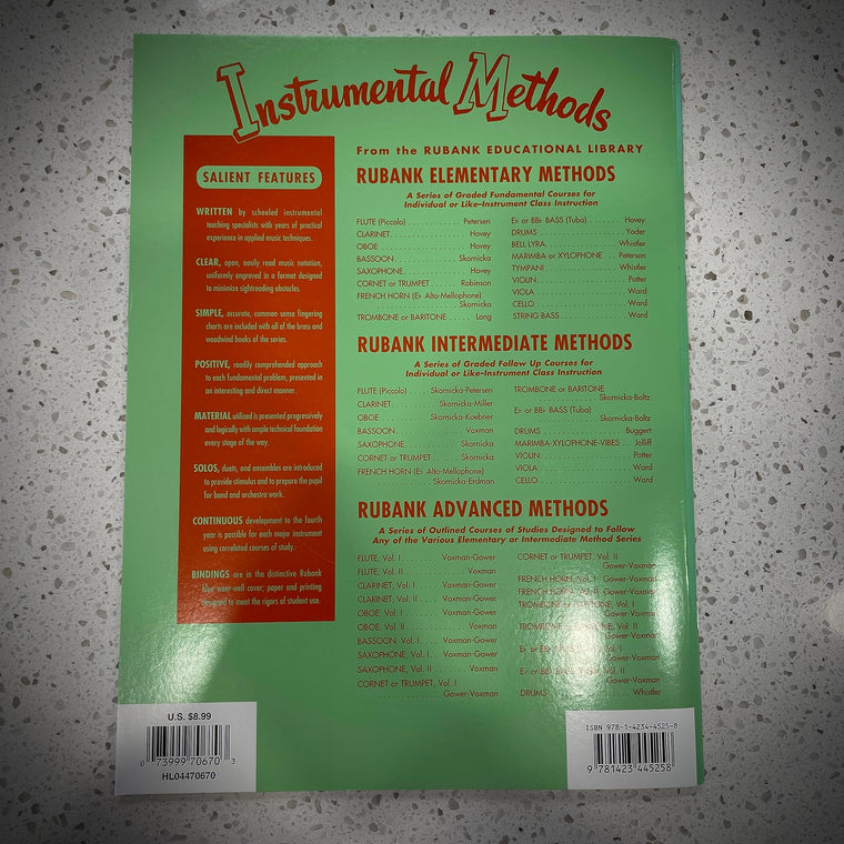 Selected Studies: for Clarinet (Rubank Educational Library) — back cover