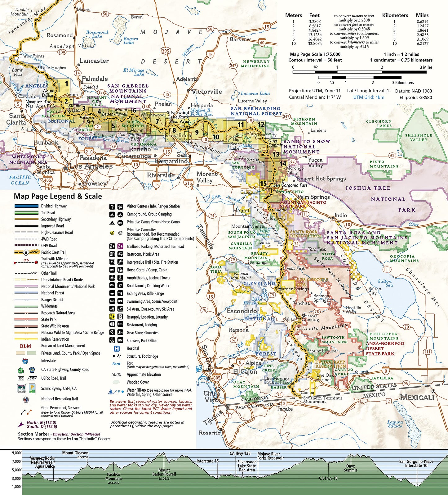 Pacific Crest Trail: San Gabriel and San Bernardino Mountains Map [Vasquez Rocks to San Gorgonio Pass] (National Geographic Topographic Map Guide, 1011)