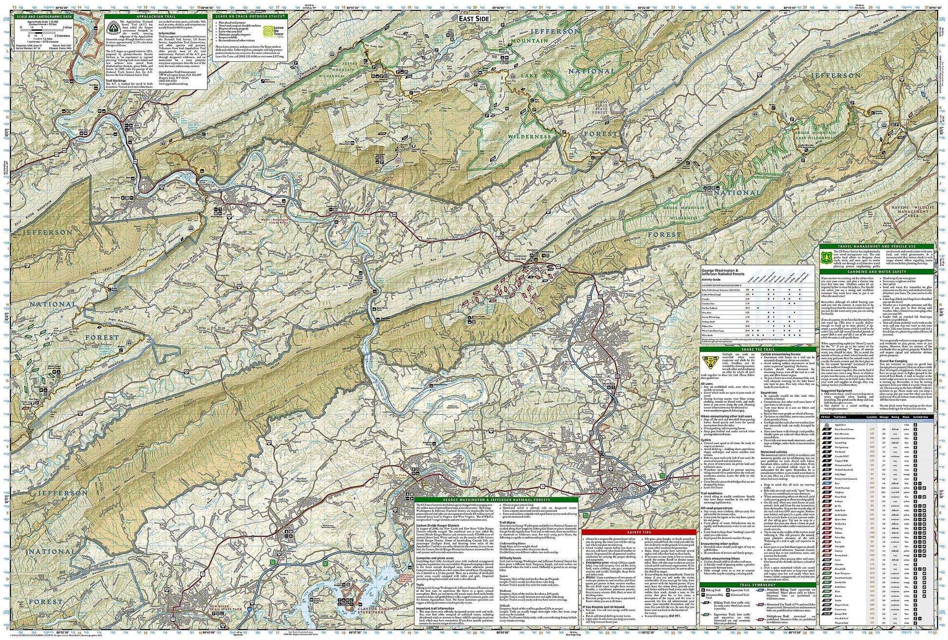 Blacksburg, New River Valley [George Washington and Jefferson National Forests] (National Geographic Trails Illustrated Map)