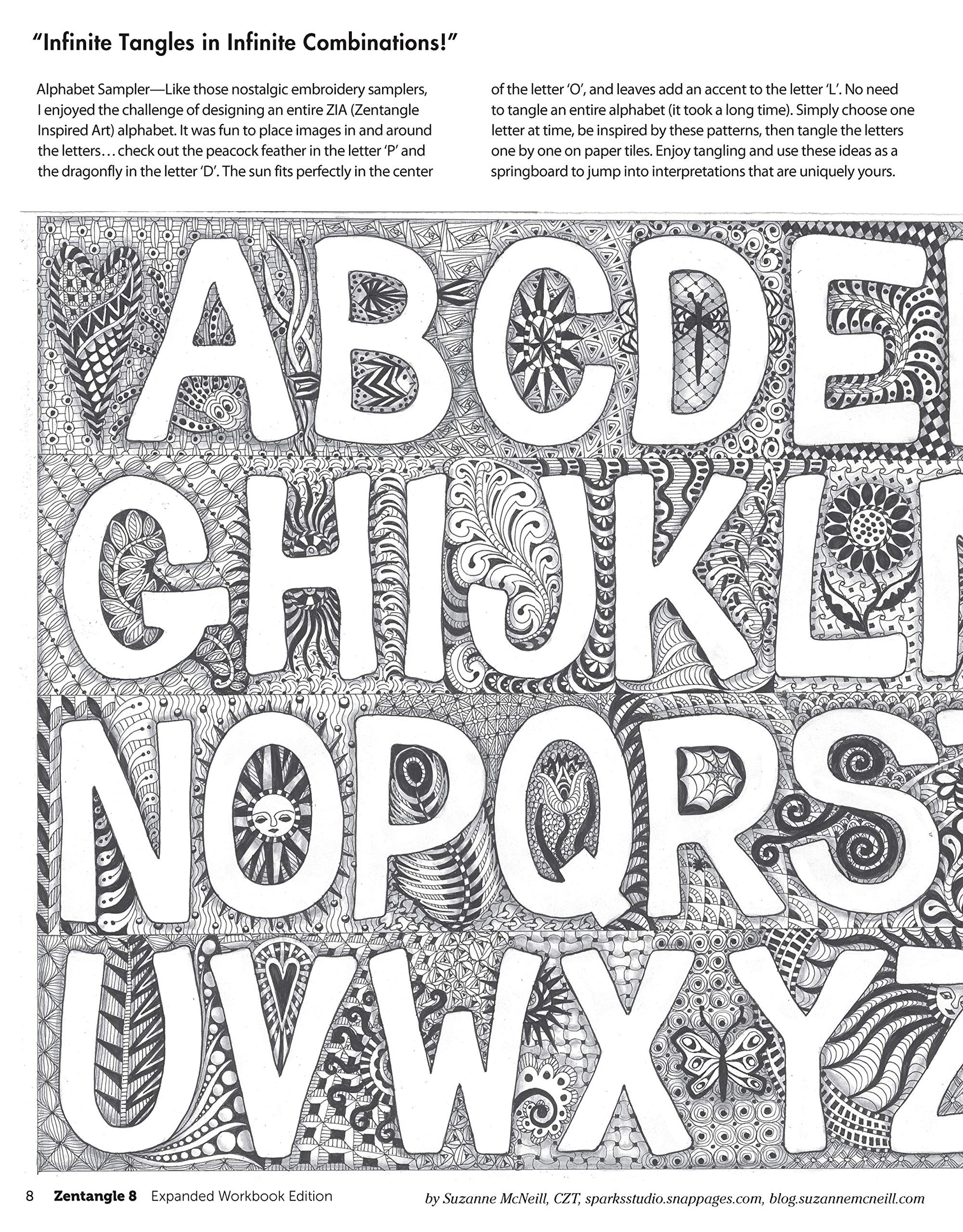Zentangle 8, Expanded Workbook Edition: Monograms, Alphabets, and 40 All-New Tangles (Design Originals) How to Embellish Letters, Monograms, Cards, Stationery, Gifts, and More with Beautiful Designs