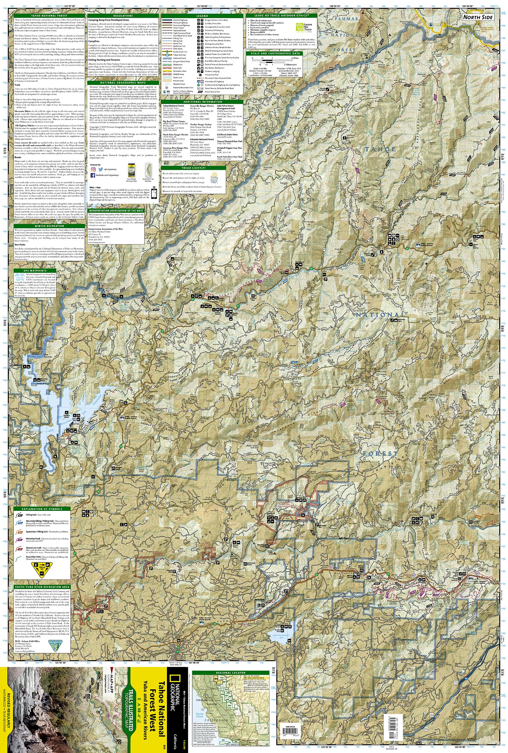 Tahoe National Forest West Map [Yuba and American Rivers] (National Geographic Trails Illustrated Map, 804)