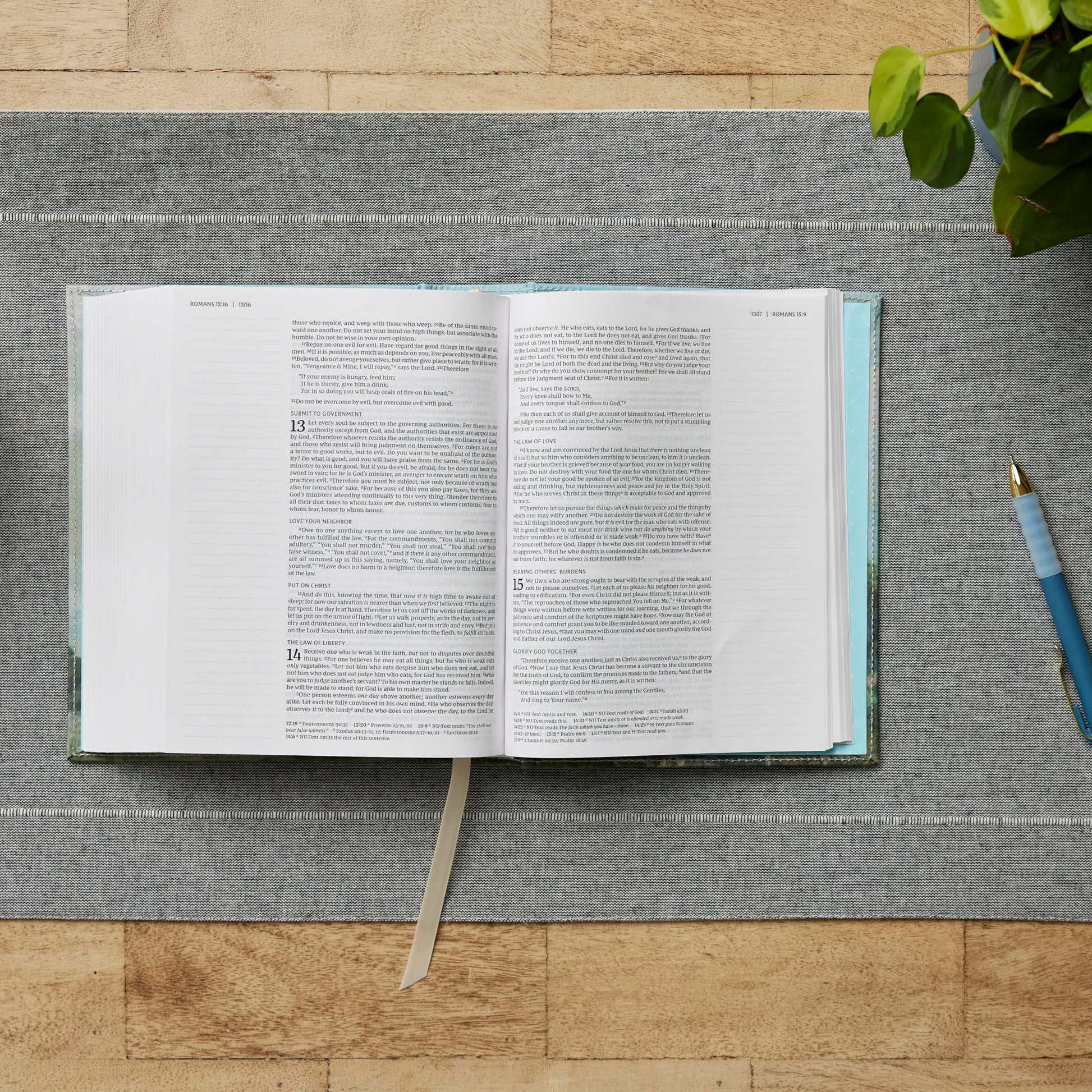 NKJV, Journal the Word Bible: Reflect, Journal or Create Art Next to Your Favorite Verses (Stone Leathersoft over board, Red Letter, Comfort Print)