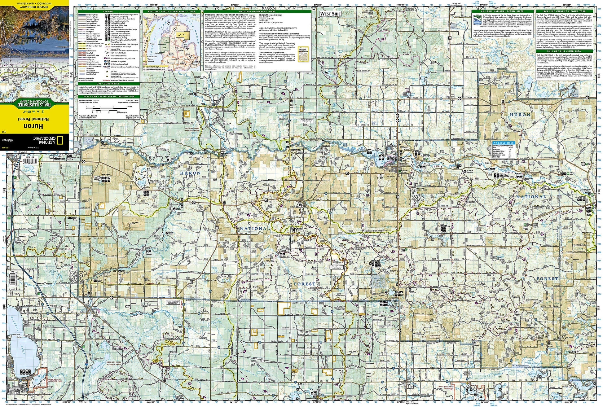 Huron National Forest Map (National Geographic Trails Illustrated Map, 757)