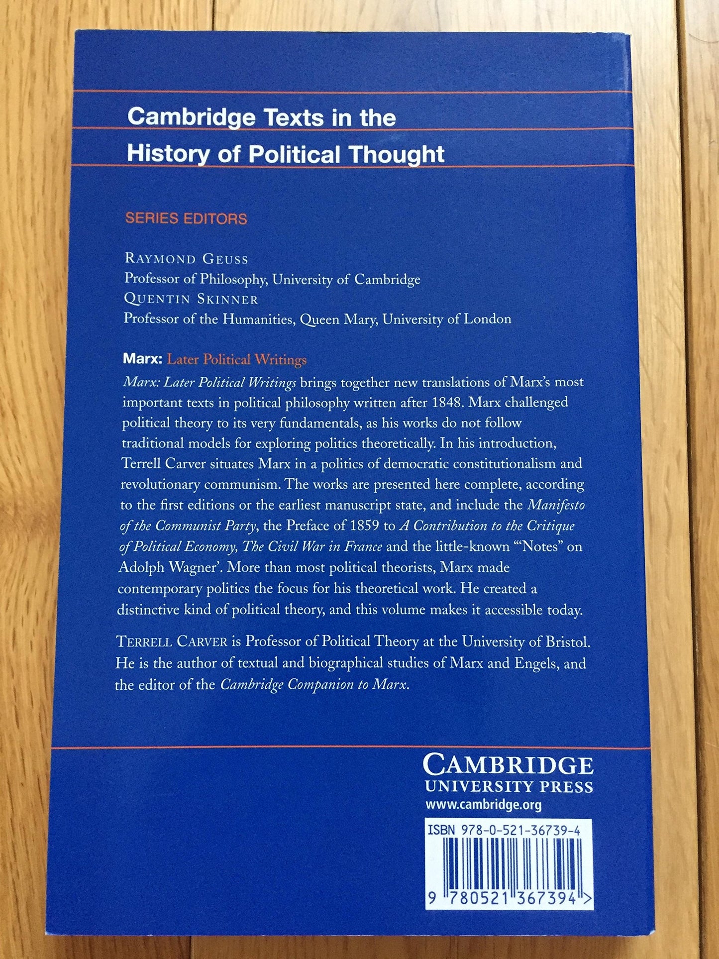Marx: Later Political Writings (Cambridge Texts in the History of Political Thought)