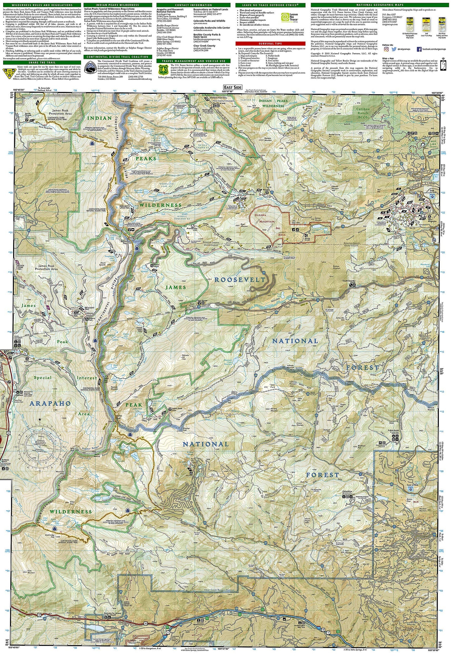 Winter Park, Central City, Rollins Pass Map (National Geographic Trails Illustrated Map, 103)
