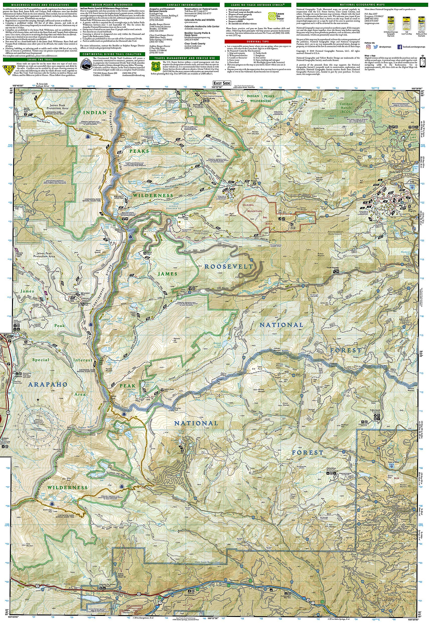 Winter Park, Central City, Rollins Pass Map (National Geographic Trails Illustrated Map, 103)