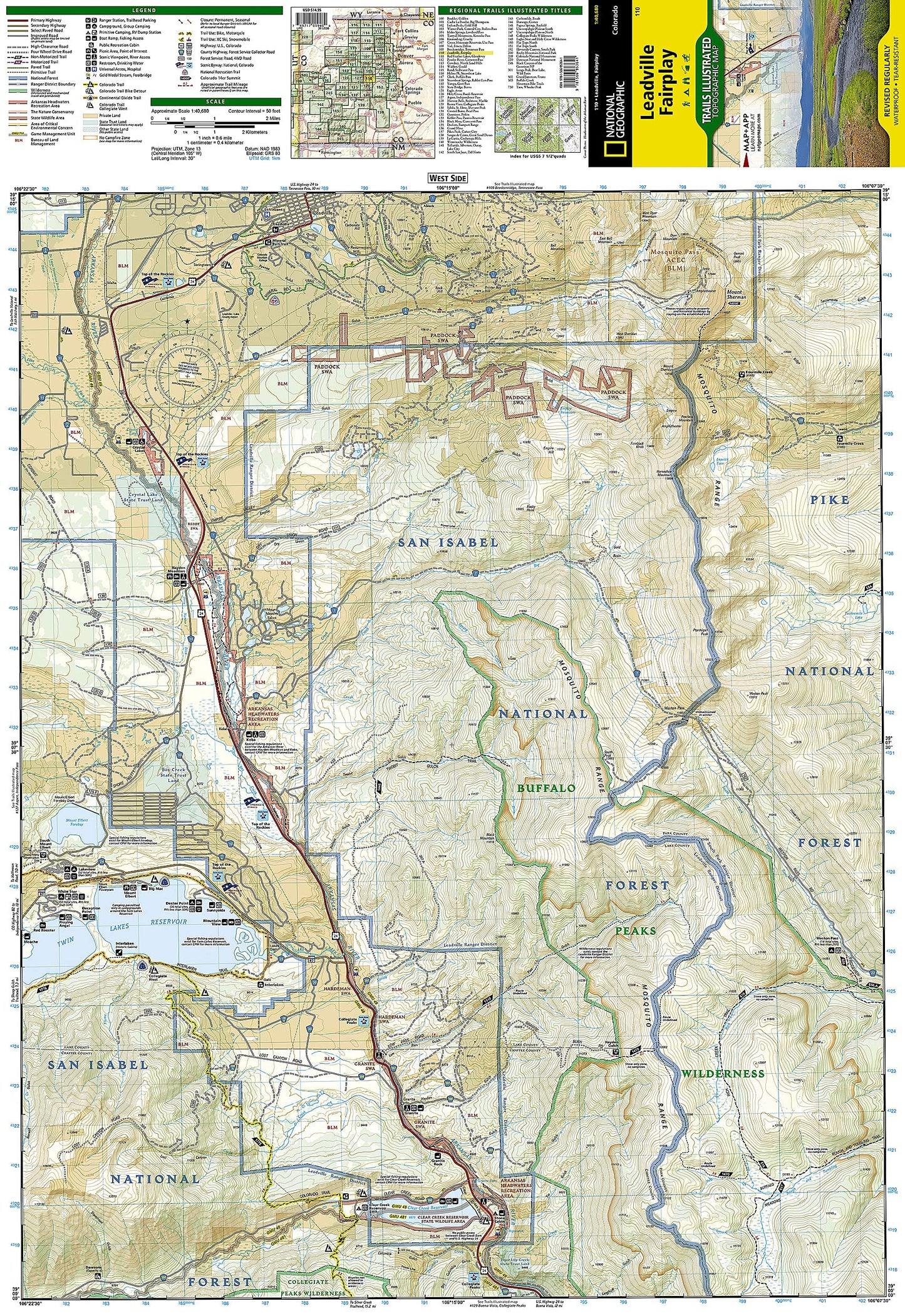 Leadville, Fairplay Map (National Geographic Trails Illustrated Map, 110)