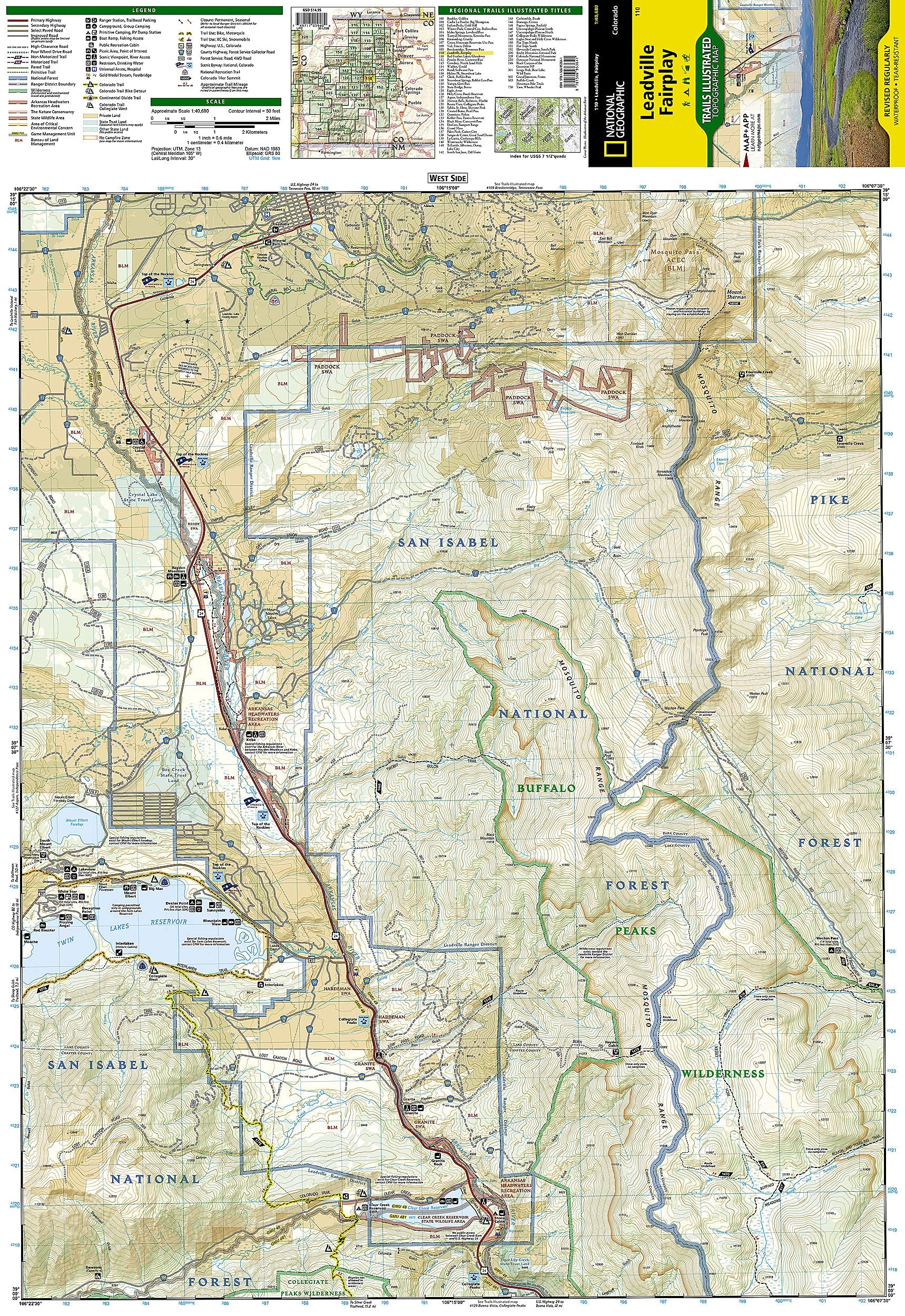 Leadville, Fairplay Map (National Geographic Trails Illustrated Map, 110)