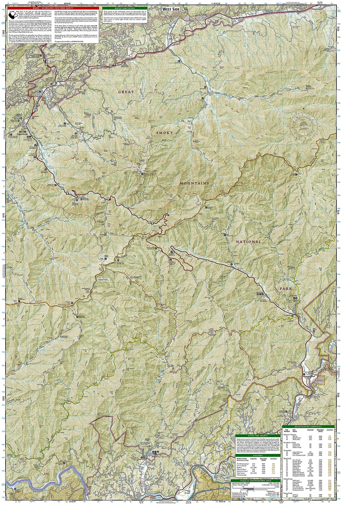 Great Smoky Mountains National Park East: Clingmans Dome, Cataloochee Map (National Geographic Trails Illustrated Map, 317)