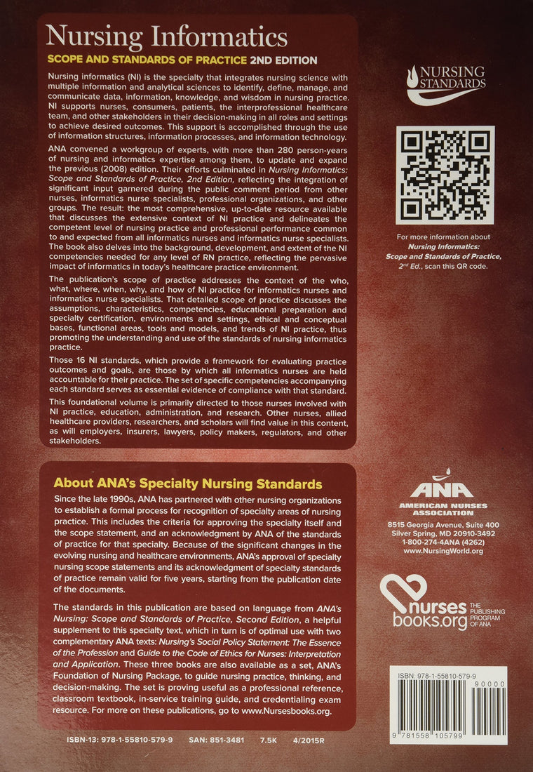 Nursing Informatics: Scope and Standards of Practice — back cover