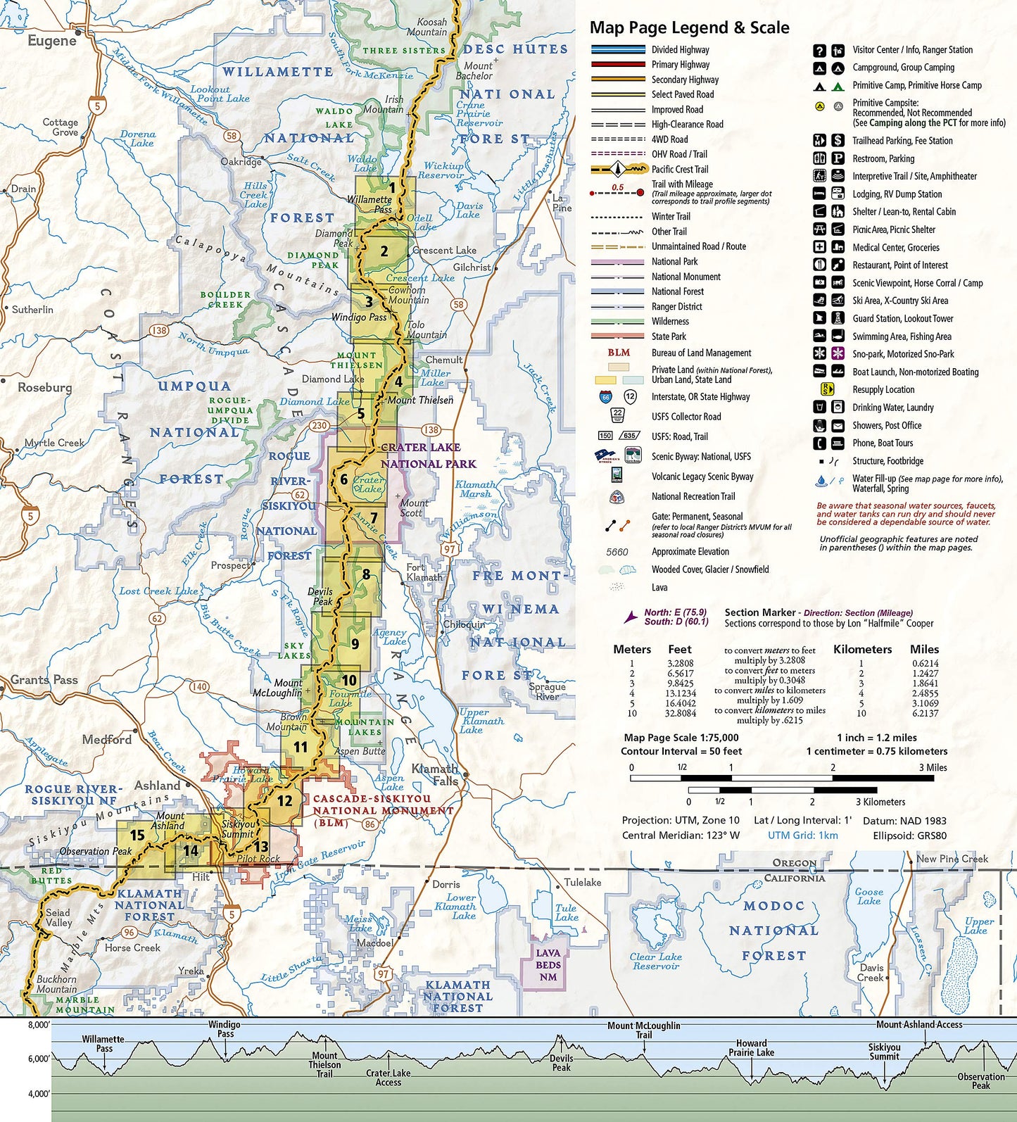 Pacific Crest Trail: Oregon South Map [Willamette Pass to Siskiyou Summit] (National Geographic Topographic Map Guide, 1005)