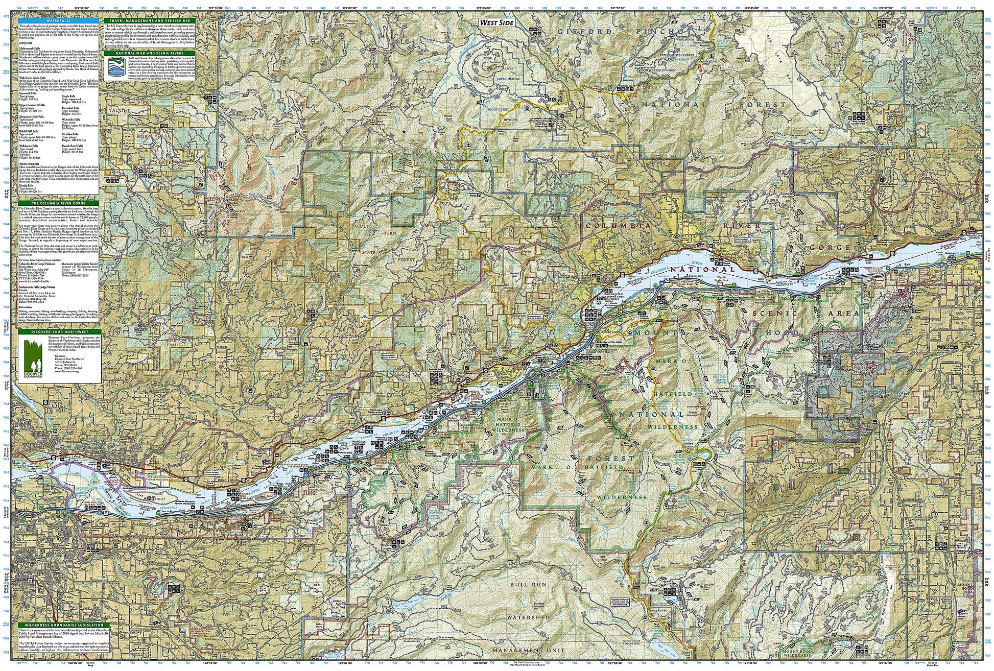 Columbia River Gorge National Scenic Area Map (National Geographic Trails Illustrated Map, 821)