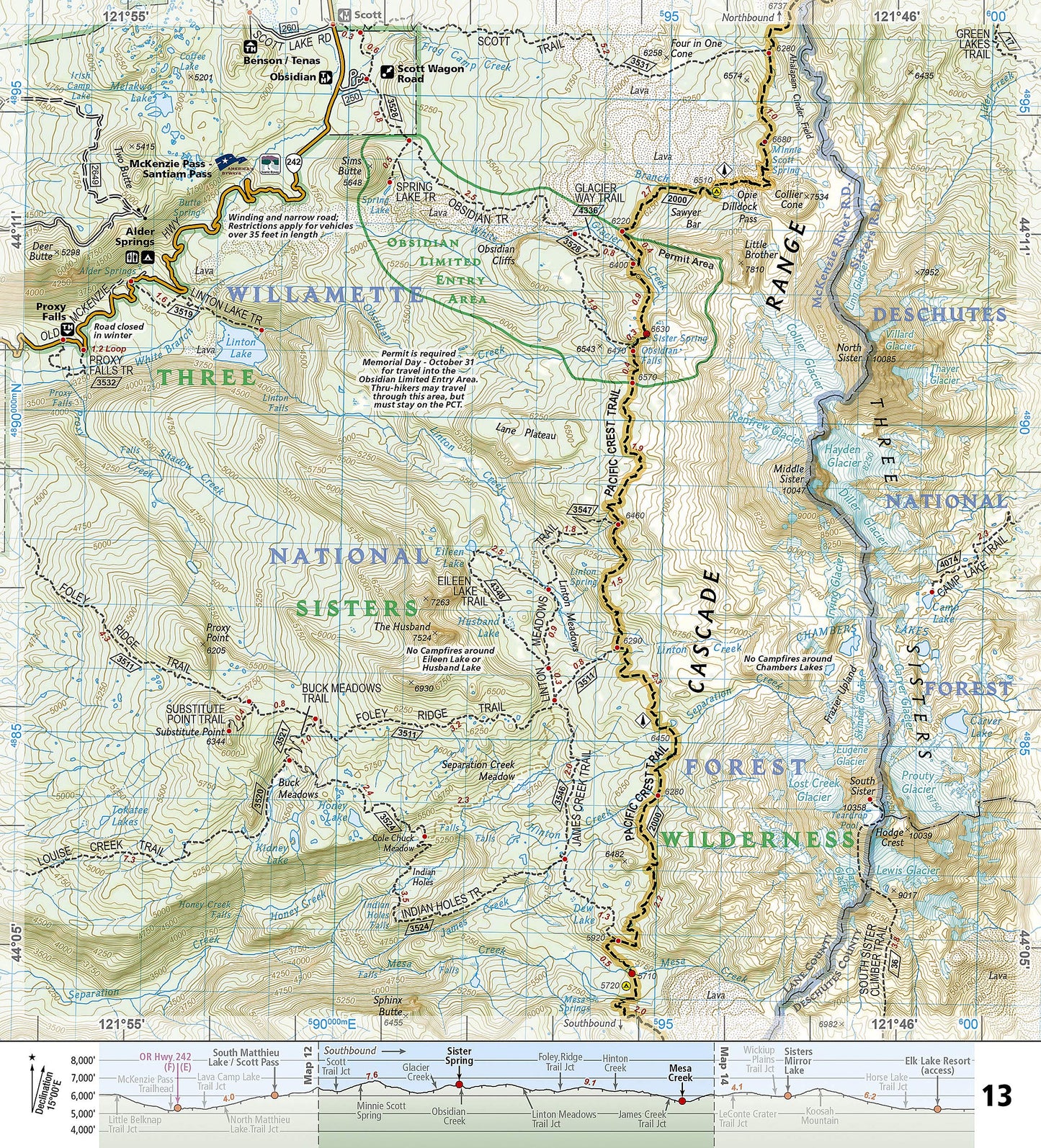Pacific Crest Trail: Oregon North Map [Cascade Locks to Willamette Pass] (National Geographic Topographic Map Guide, 1004)