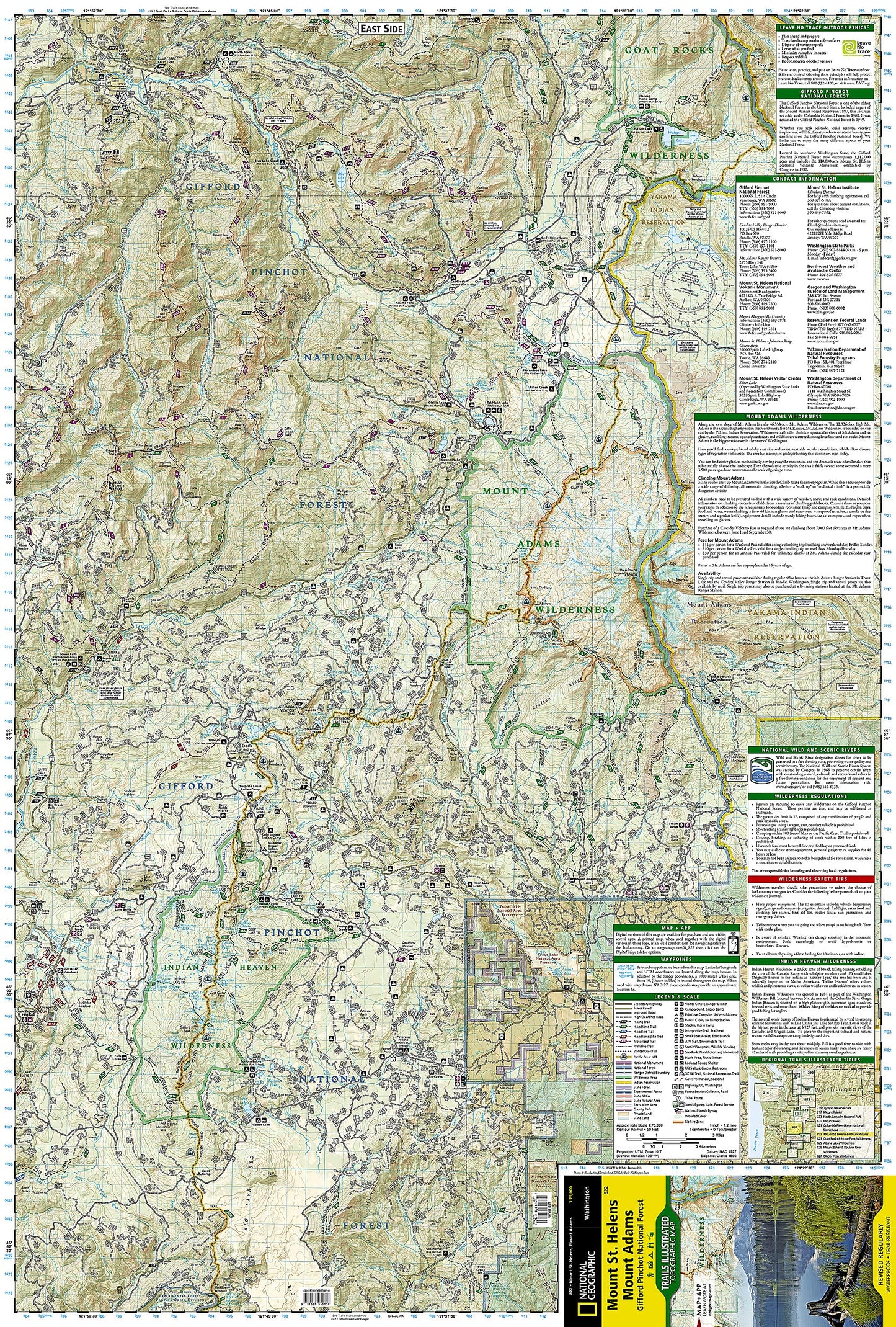 Mount St. Helens, Mount Adams Map [Gifford Pinchot National Forest] (National Geographic Trails Illustrated Map, 822)