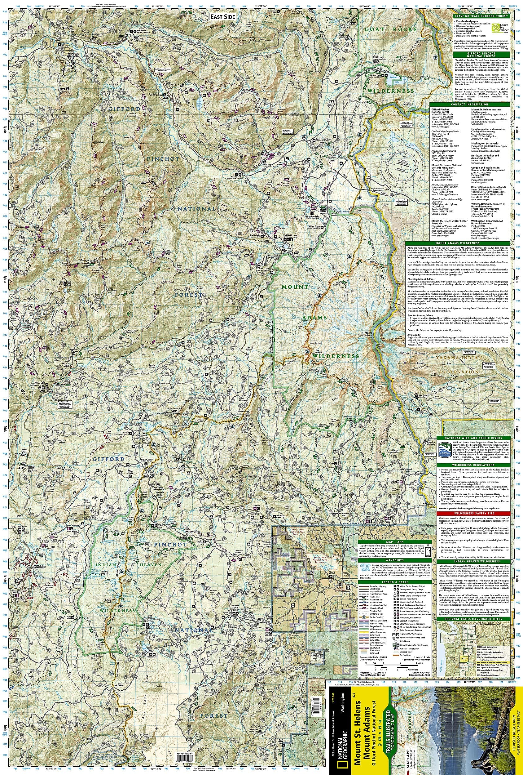 Mount St. Helens, Mount Adams Map [Gifford Pinchot National Forest] (National Geographic Trails Illustrated Map, 822)