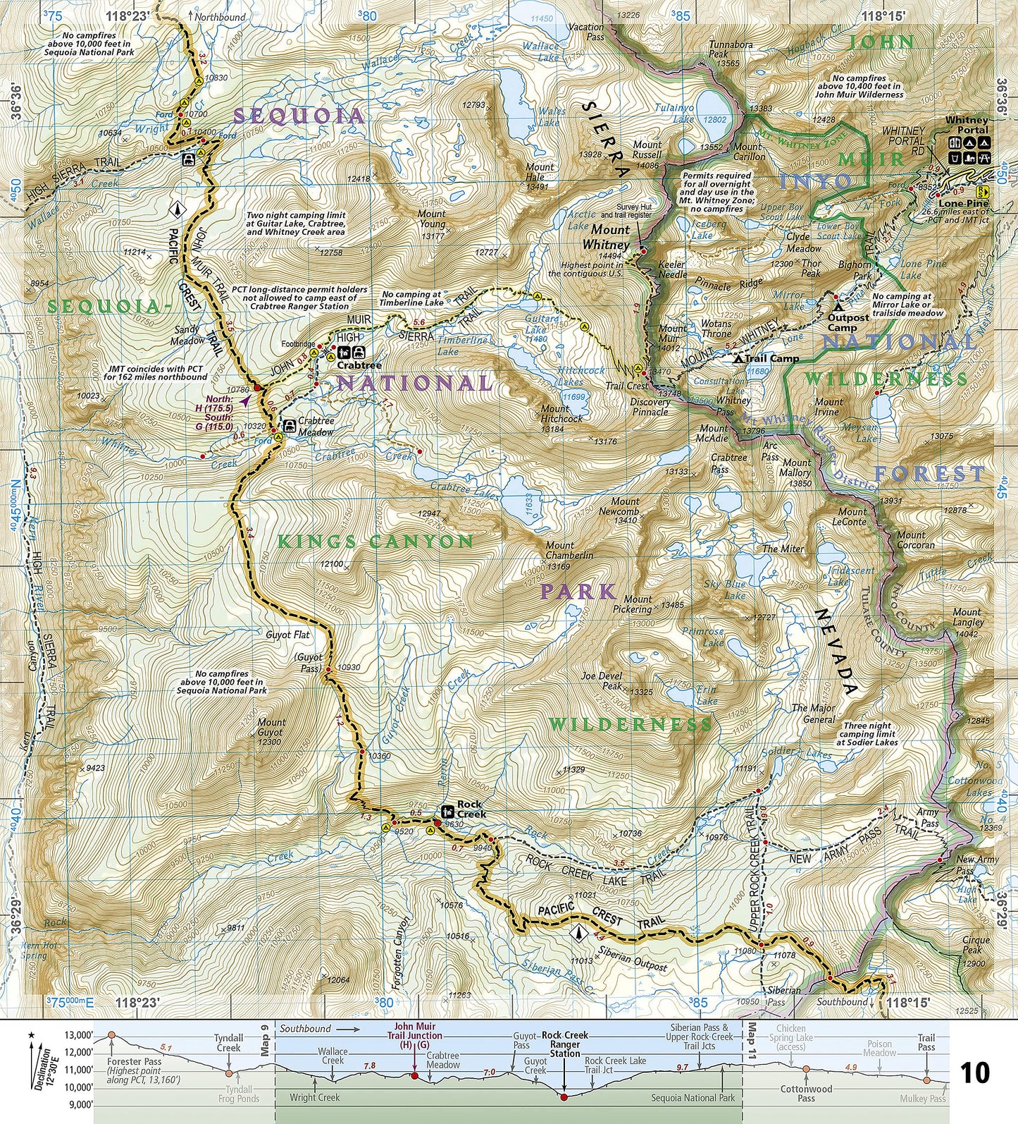 Pacific Crest Trail: Sierra Nevada South Map [Devil's Postpile to Walker Pass] (National Geographic Topographic Map Guide, 1009)