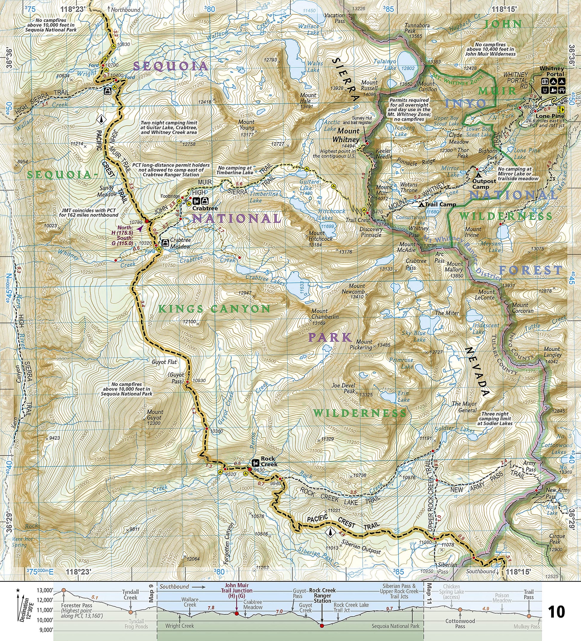 Pacific Crest Trail: Sierra Nevada South Map [Devil's Postpile to Walker Pass] (National Geographic Topographic Map Guide, 1009)
