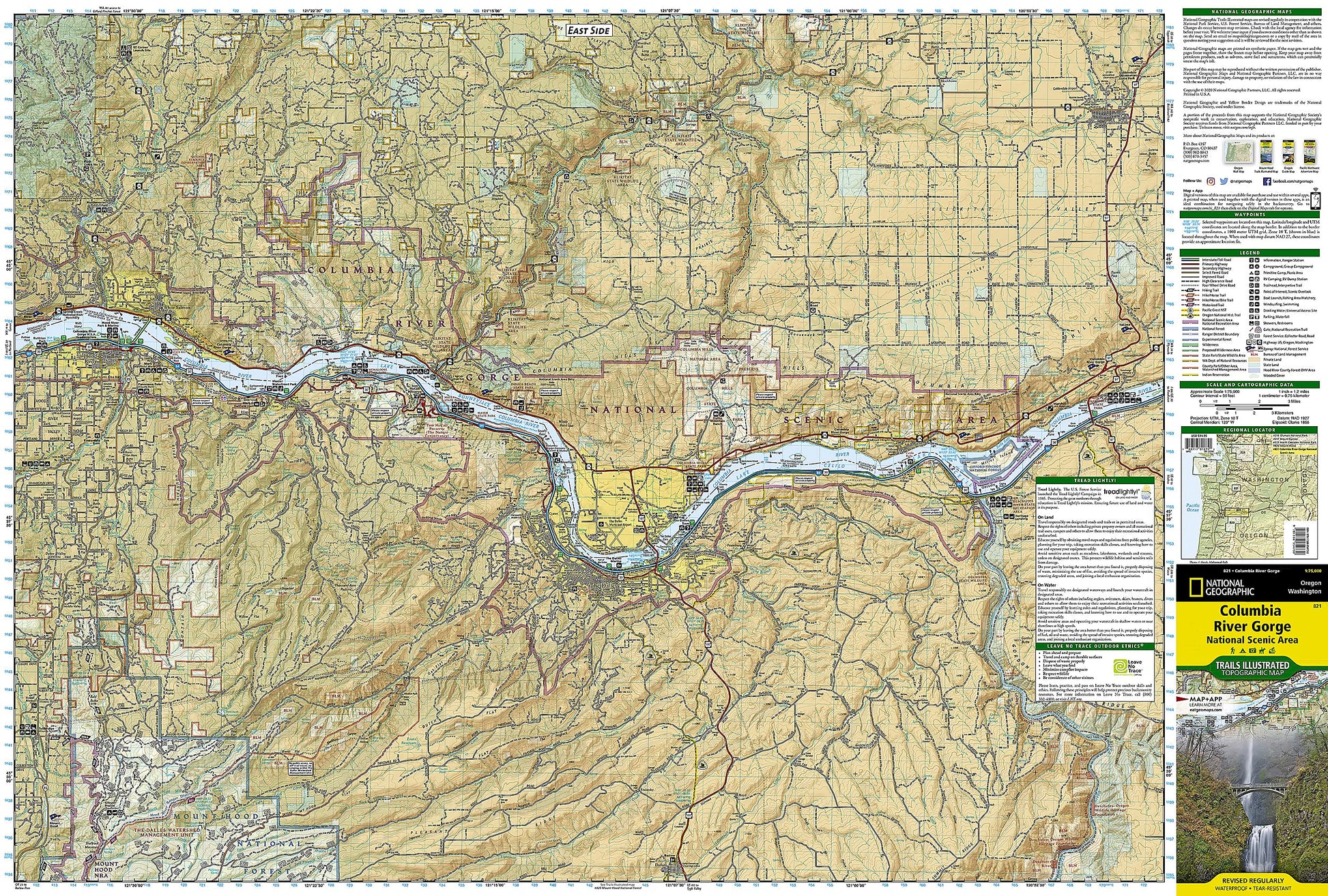 Columbia River Gorge National Scenic Area Map (National Geographic Trails Illustrated Map, 821)