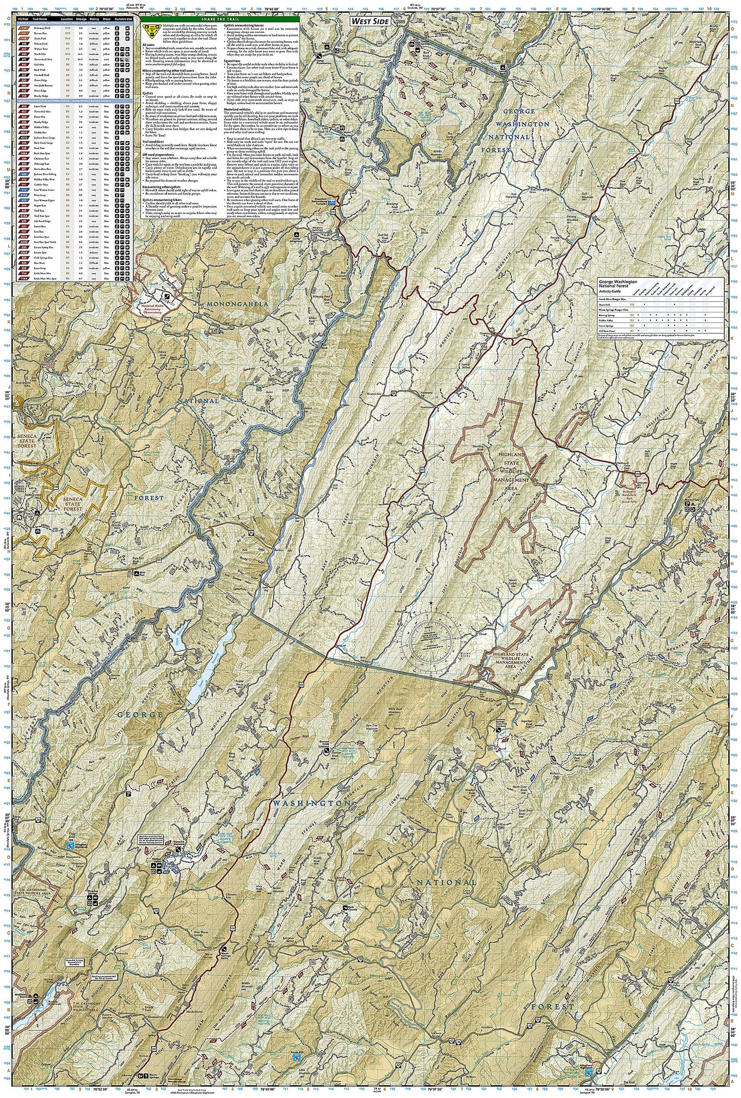 Staunton/Shenandoah Mountain, George Washington National Forest Hiking Map