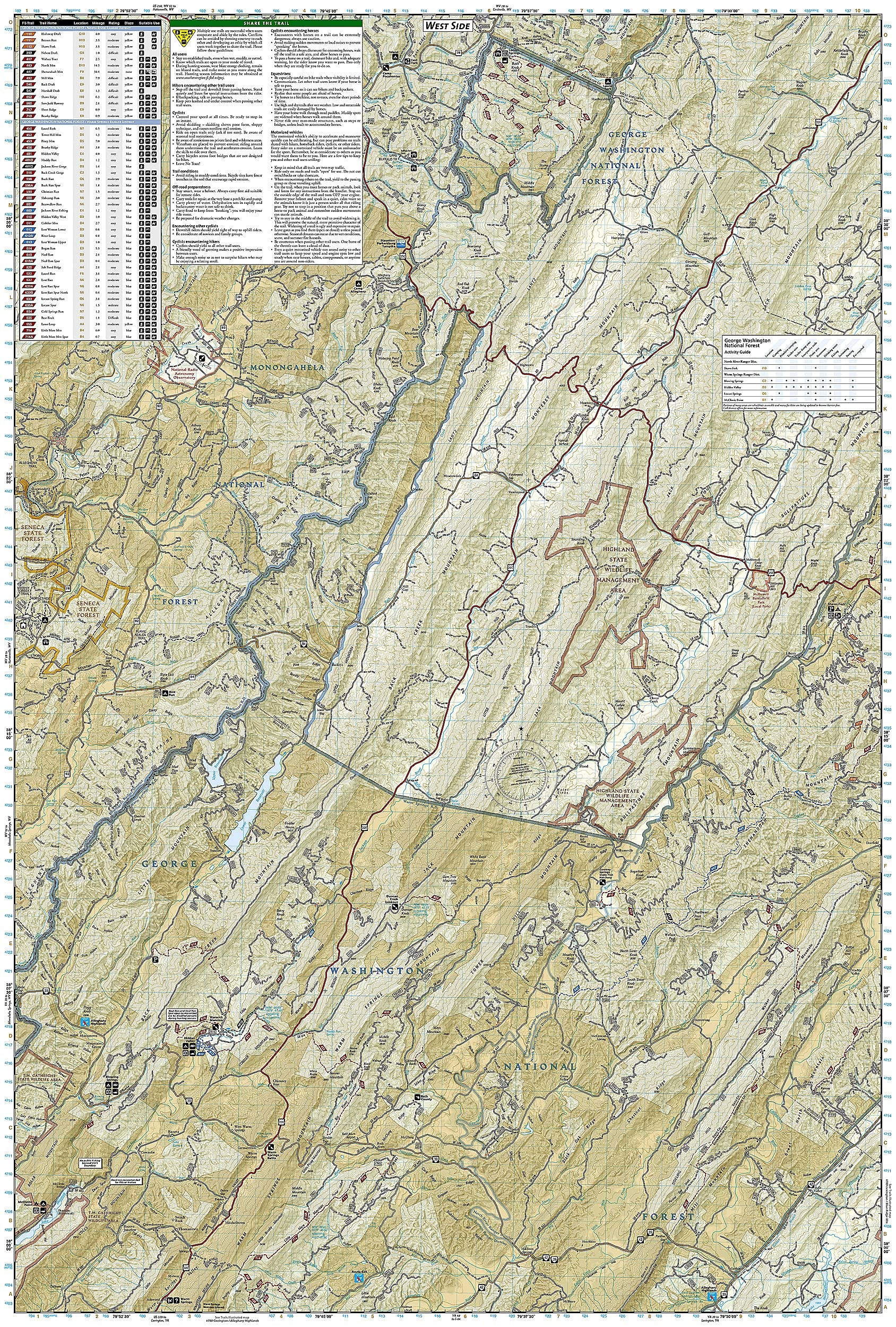 Staunton/Shenandoah Mountain, George Washington National Forest Hiking Map