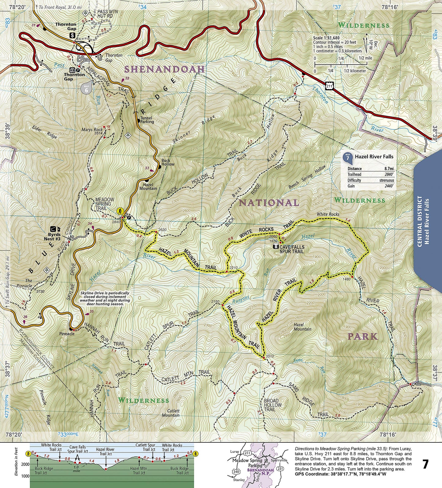 Shenandoah National Park Day Hikes Map (National Geographic Topographic Map Guide, 1703)