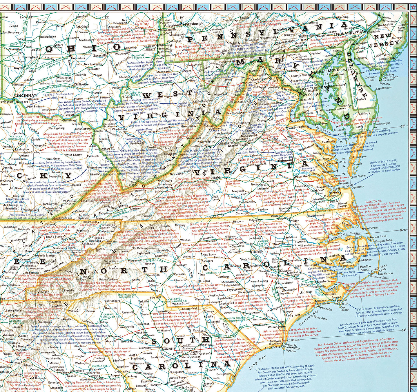Battlefields of the Civil War Map by National Geographic Soc
